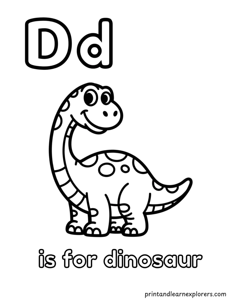 letter d is for dinosaur coloring page