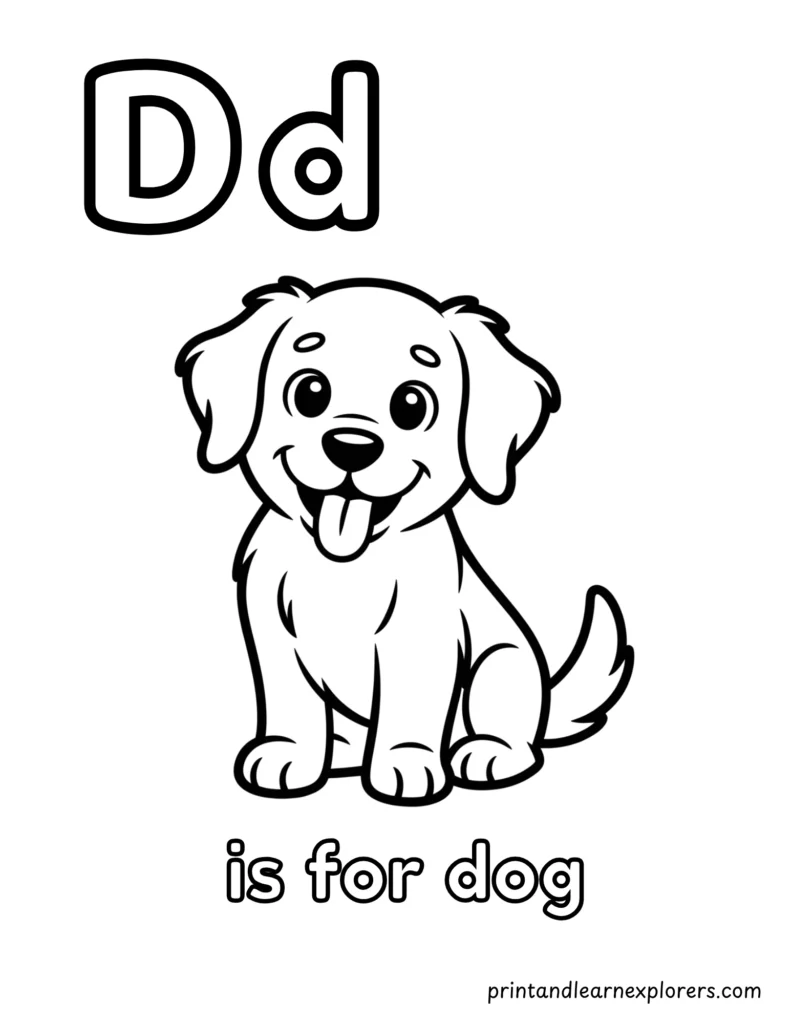 letter d is for dog coloring page