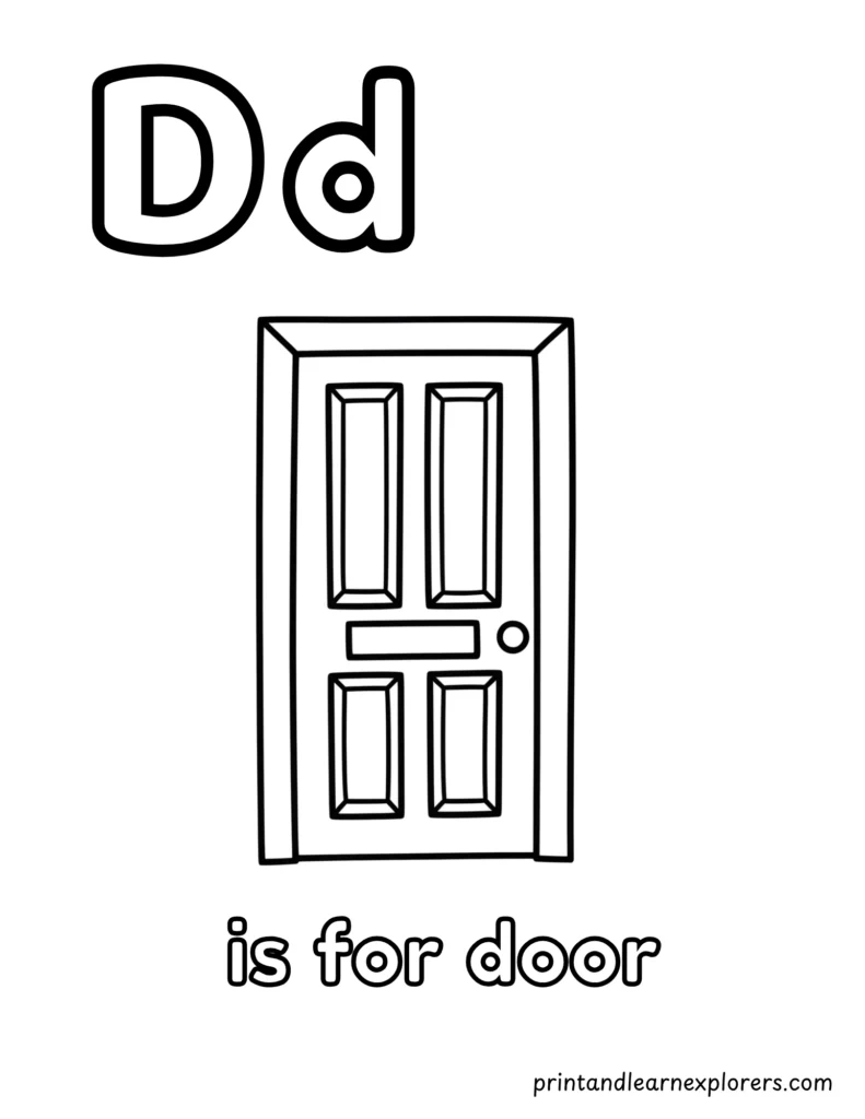 letter d is for door coloring page