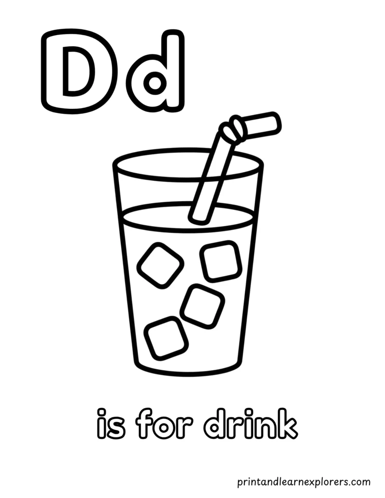 letter d is for drink coloring page