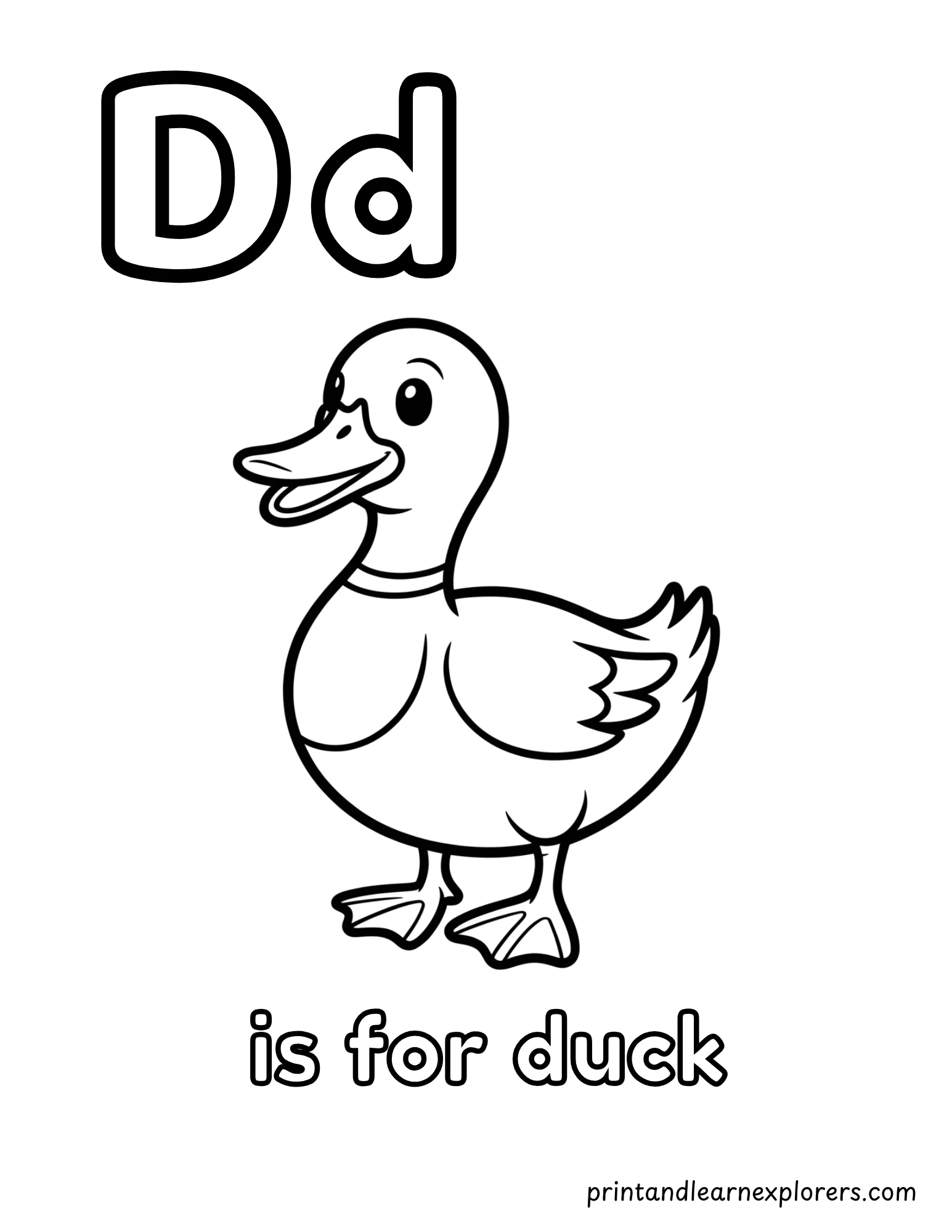 letter d is for duck coloring page