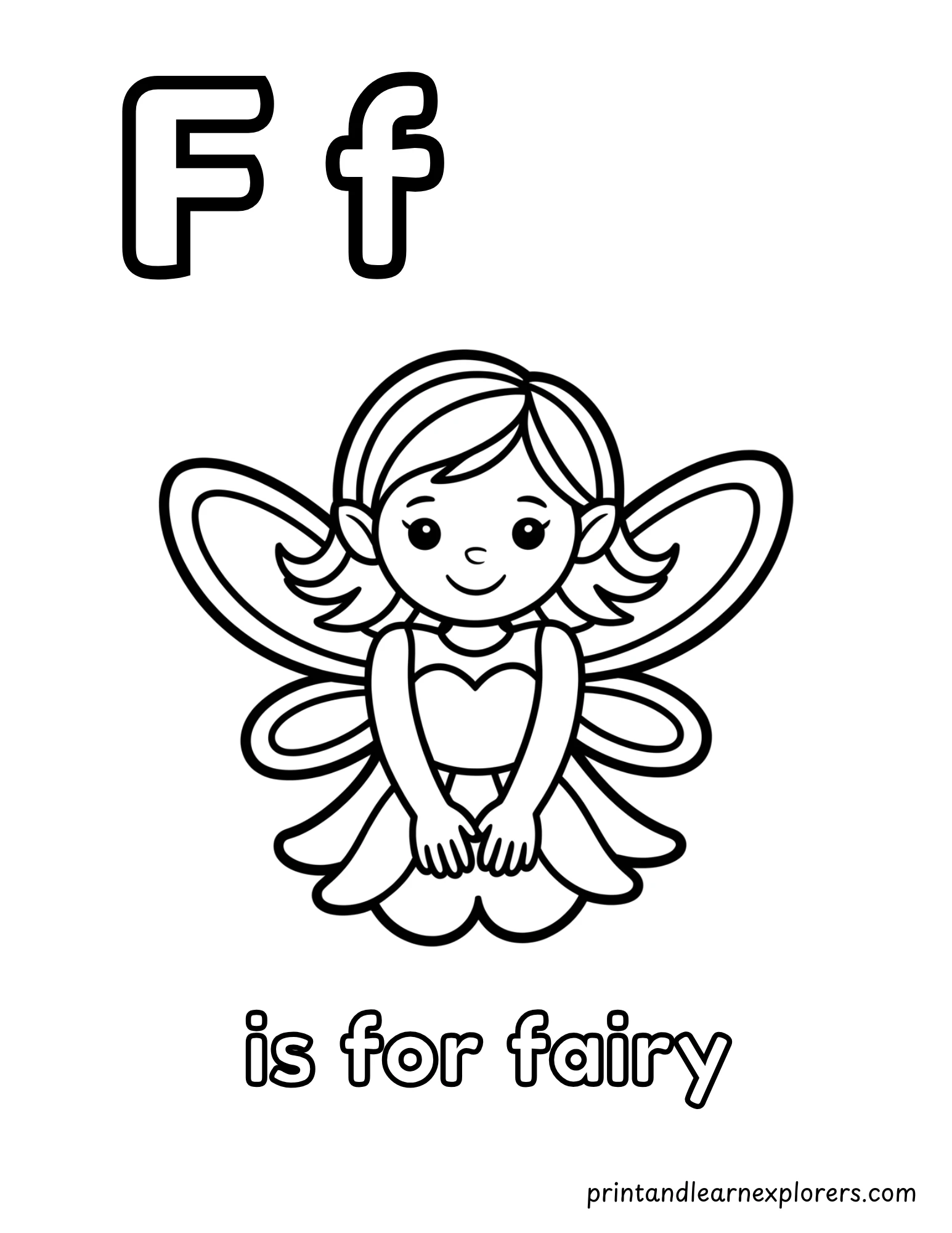 letter f is for fairy coloring page