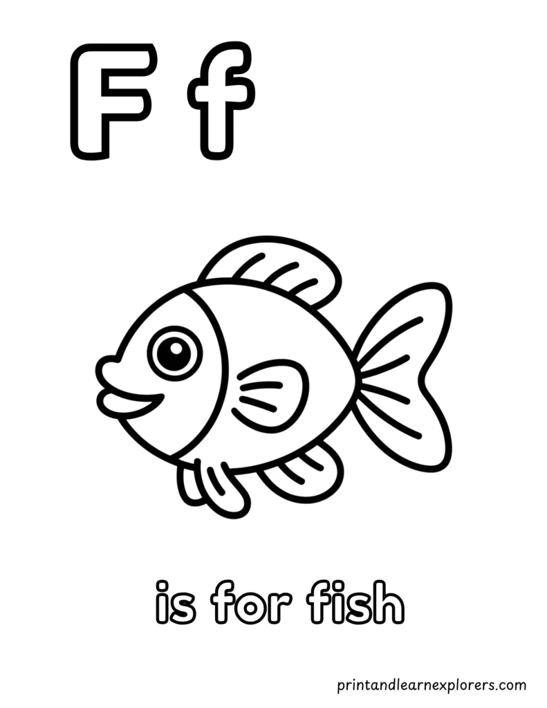 letter f is for fish coloring page
