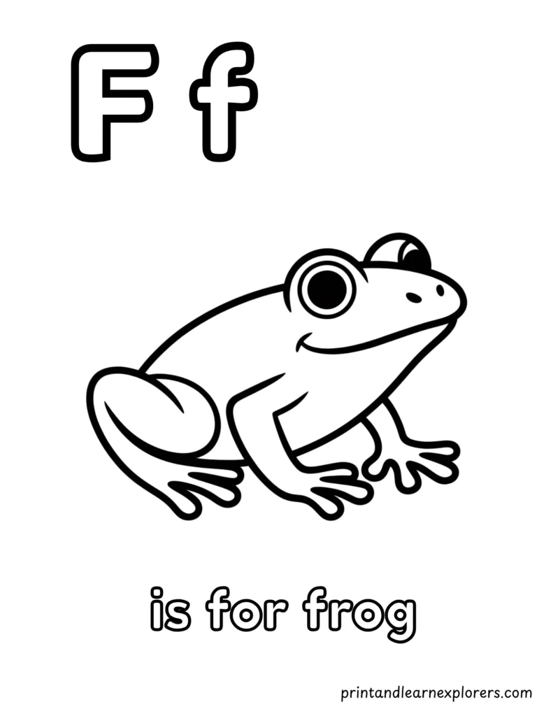 letter f is for frog coloring page