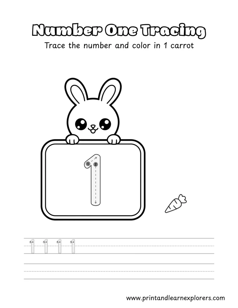 Bunny number tracing worksheets 1