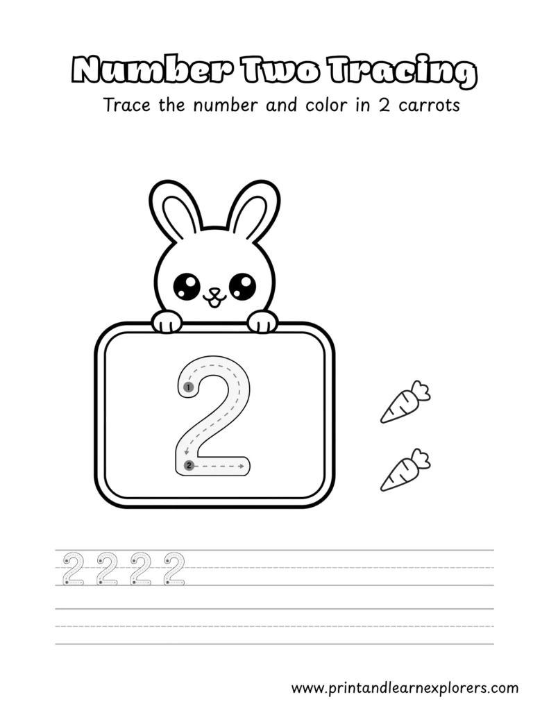 Bunny number tracing worksheet 2