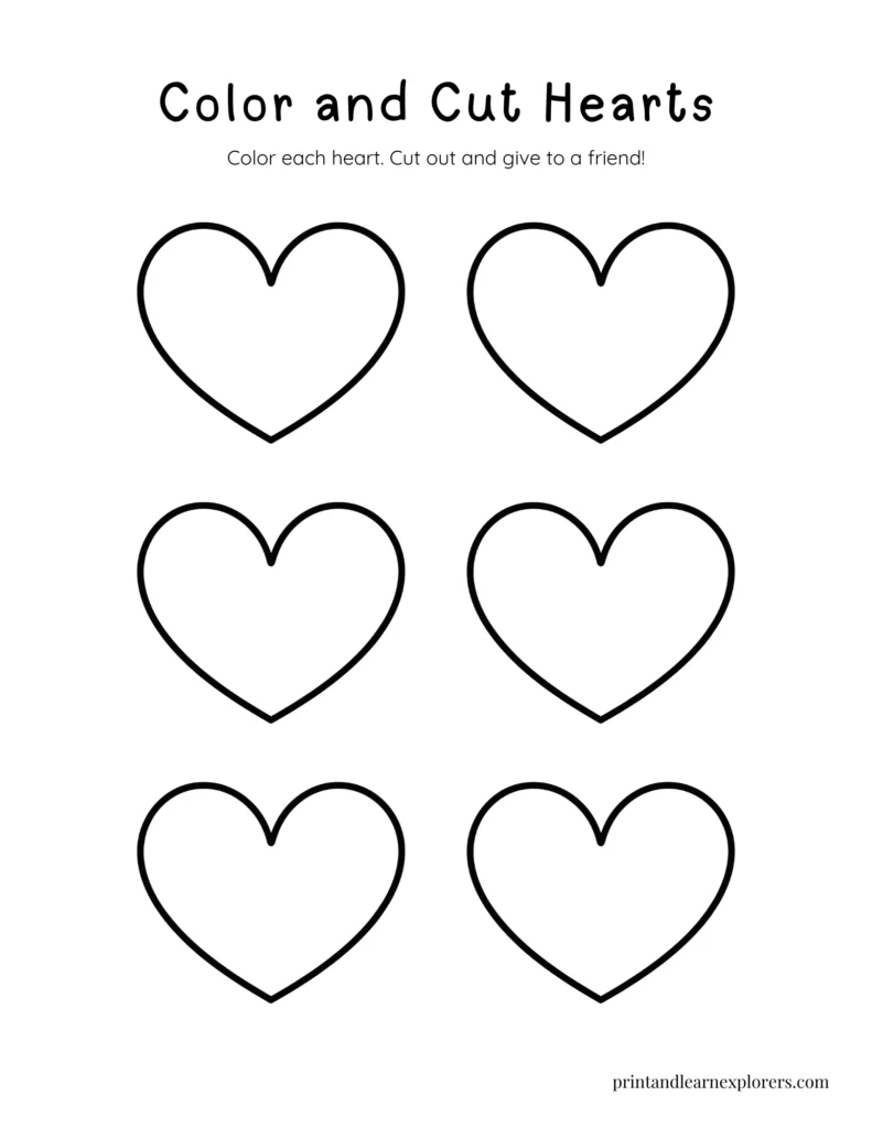 Color and Cut the Heart Shape Coloring Page