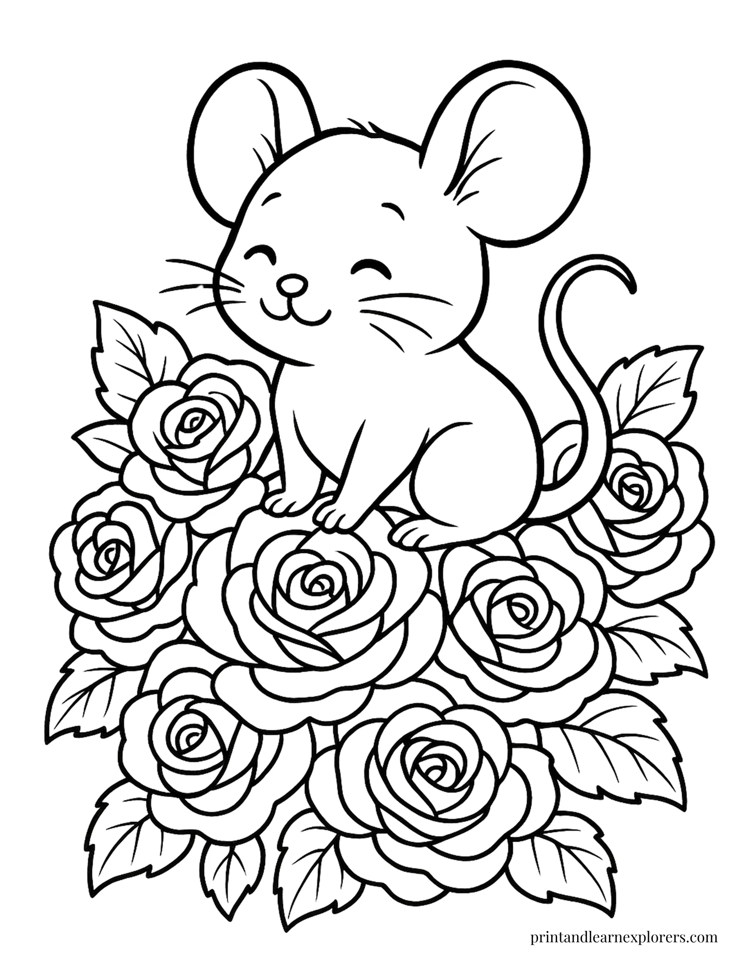 Cute Rose Coloring Pages with mouse