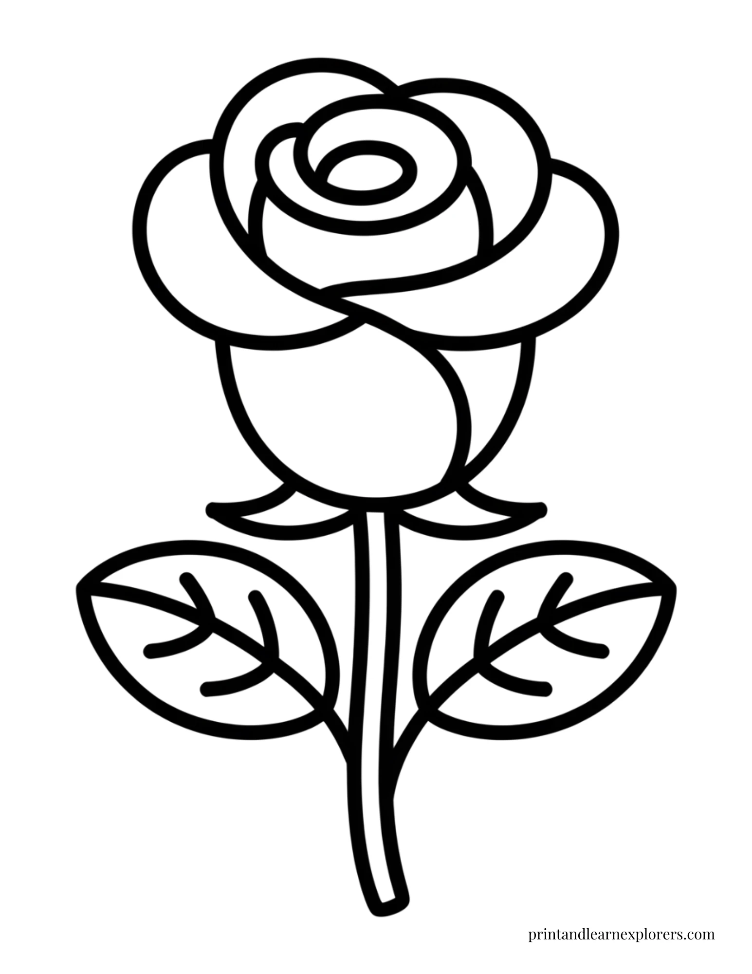 Easy Rose Coloring Pages