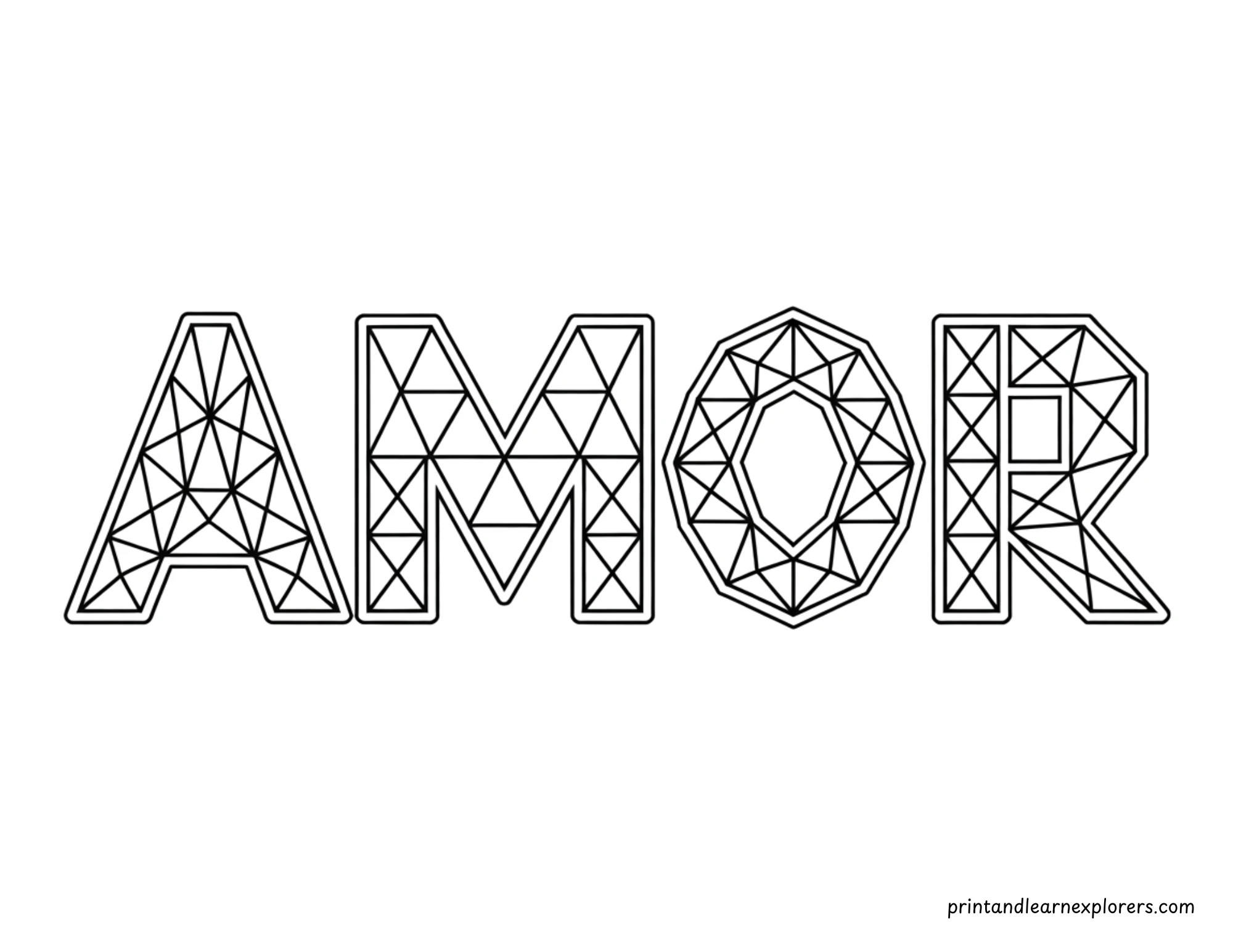 Geometric Valentine Day Coloring Amor