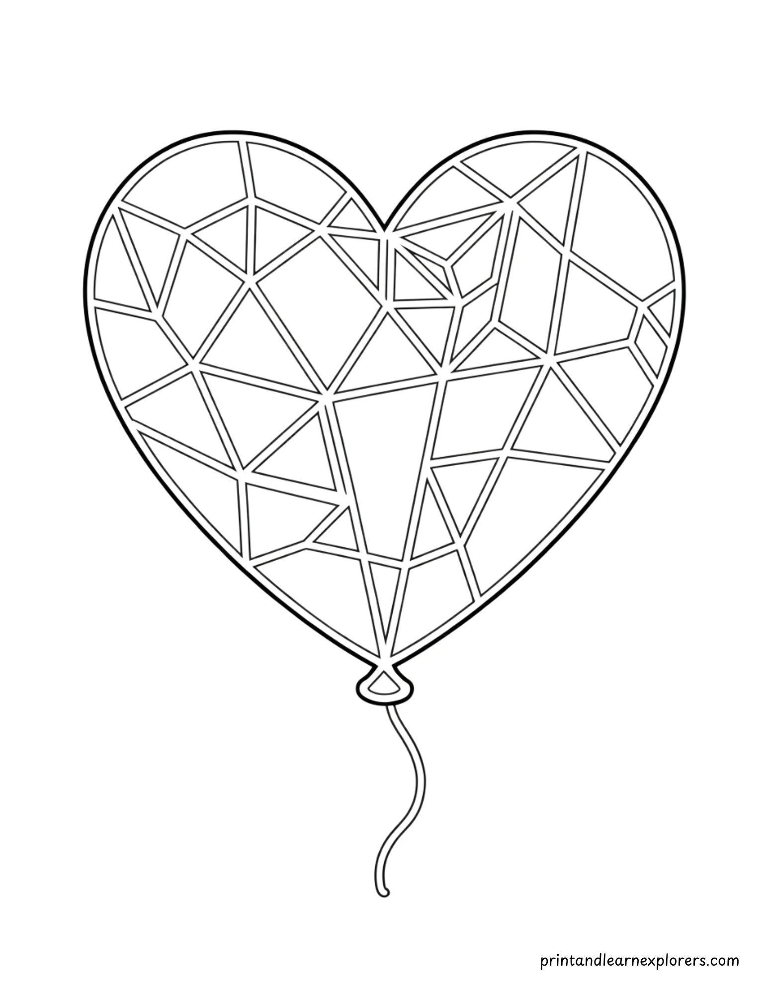 Geometric Valentine Day Coloring Balloon