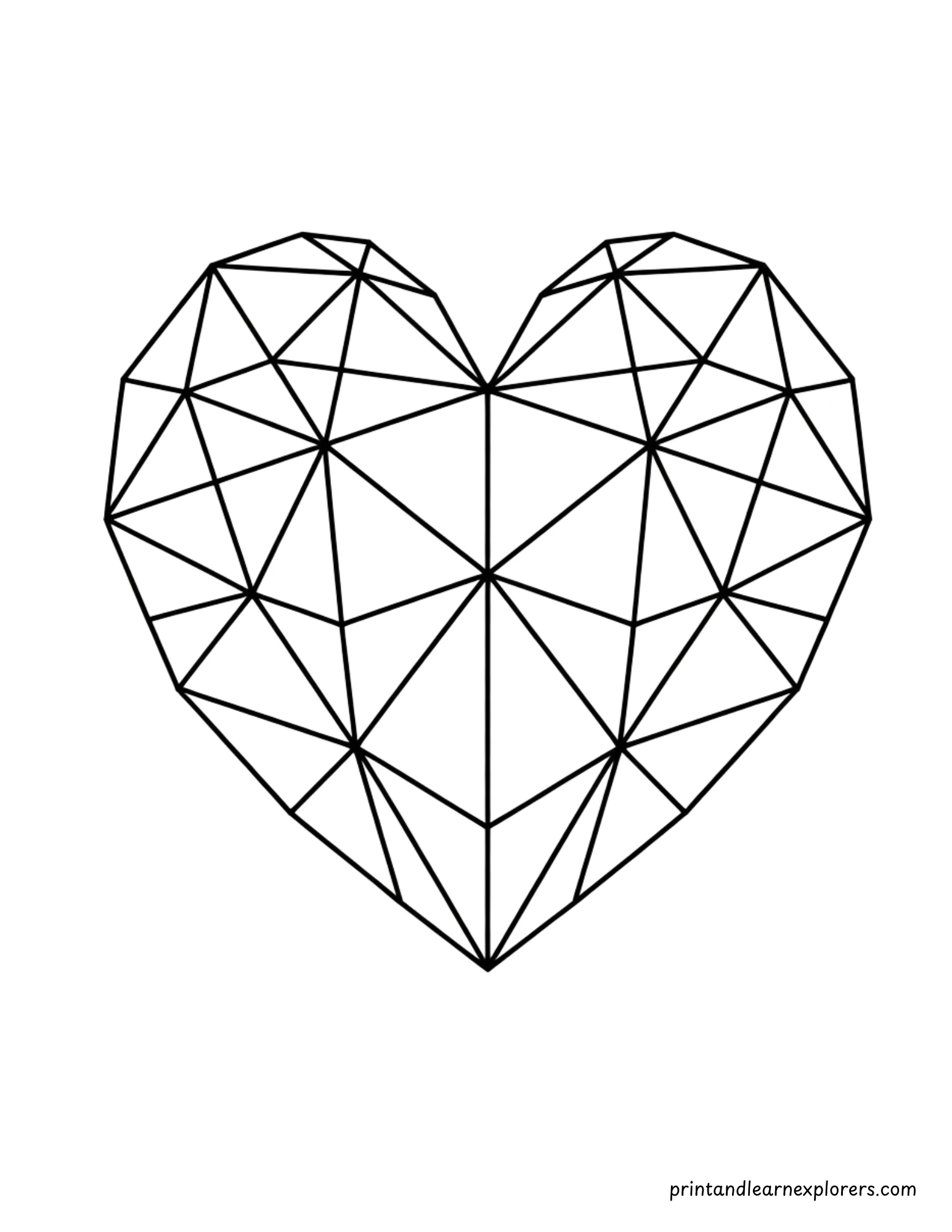 Geometric Valentine Day Coloring Heart