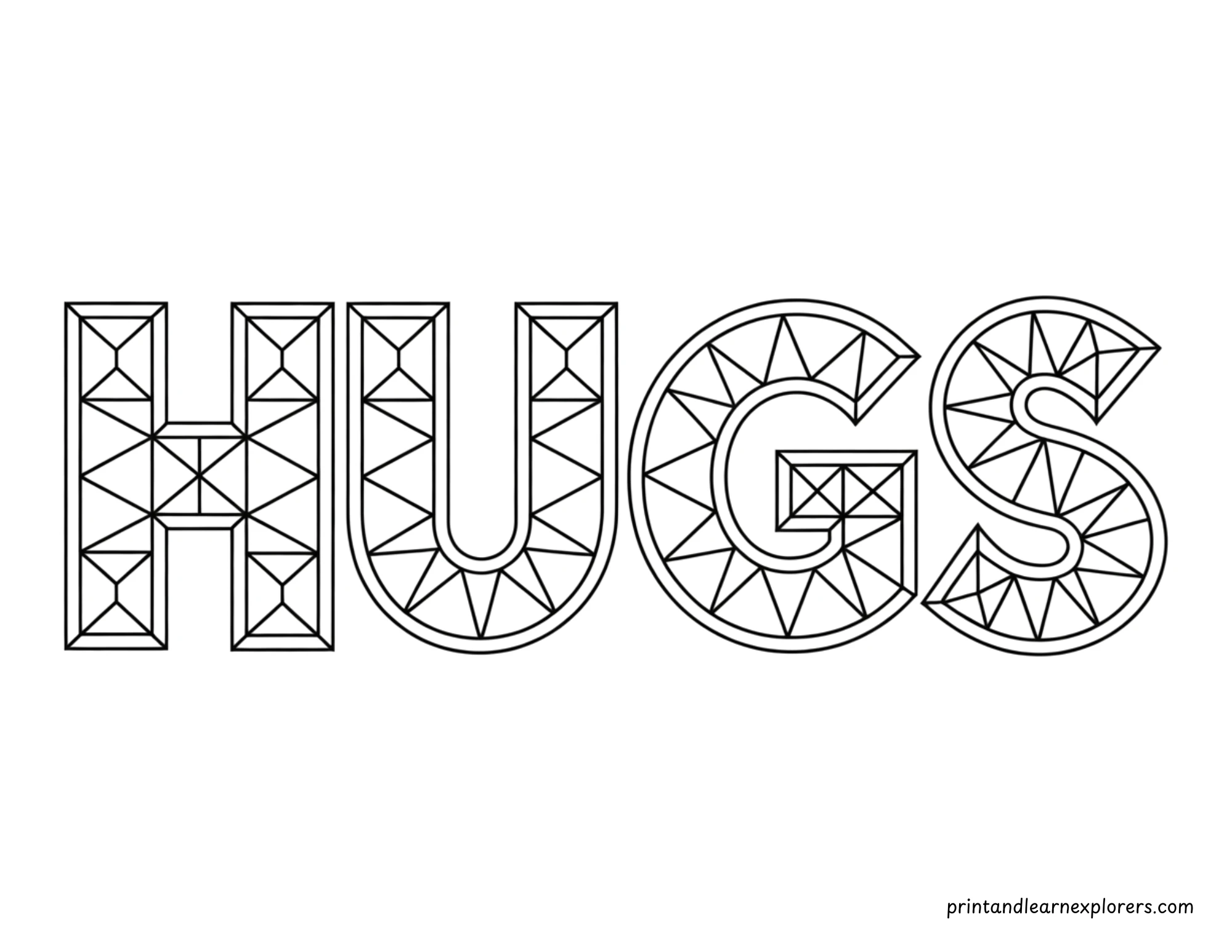 Geometric Valentine Day Coloring Hugs
