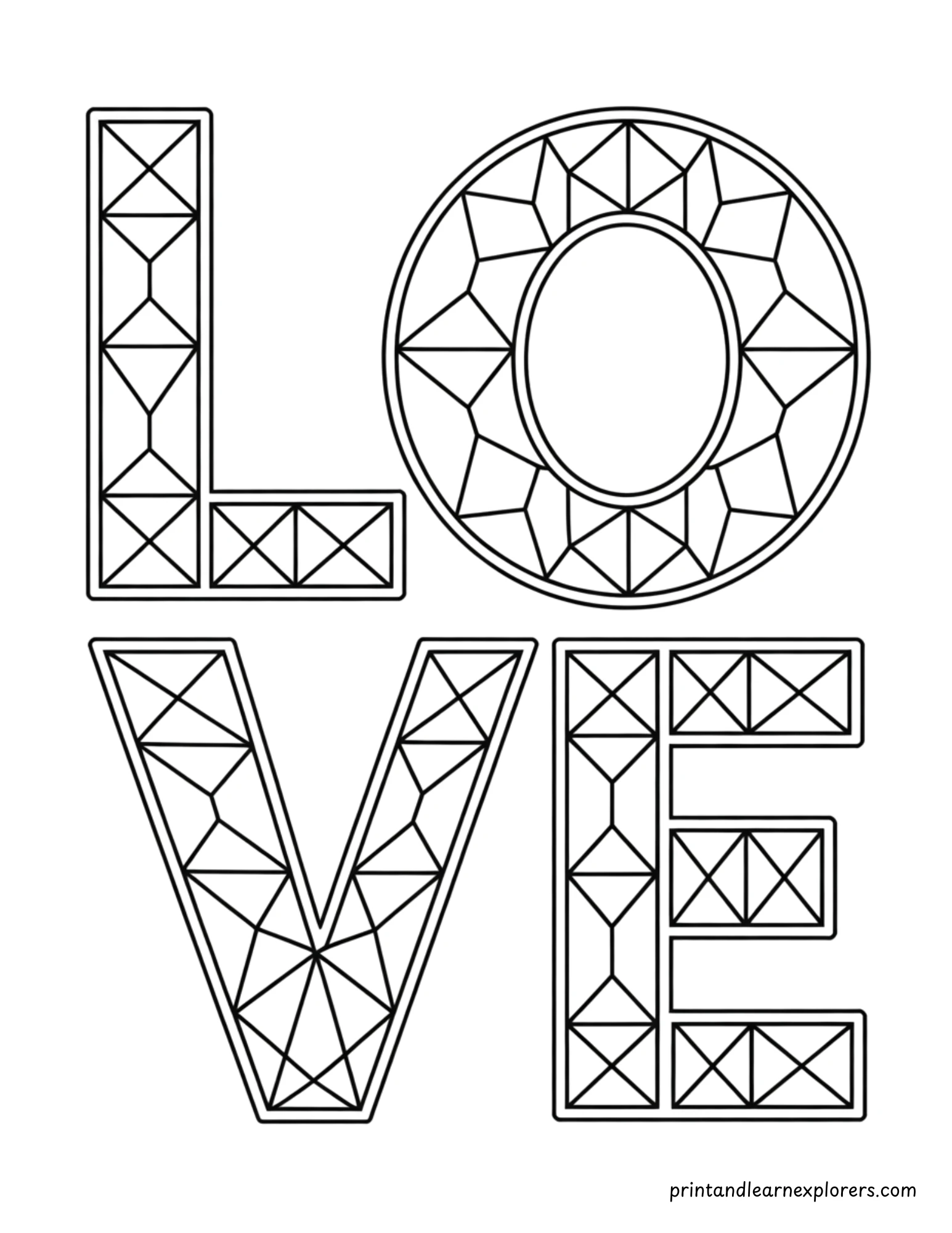 Geometric Valentine Day Coloring Love 2