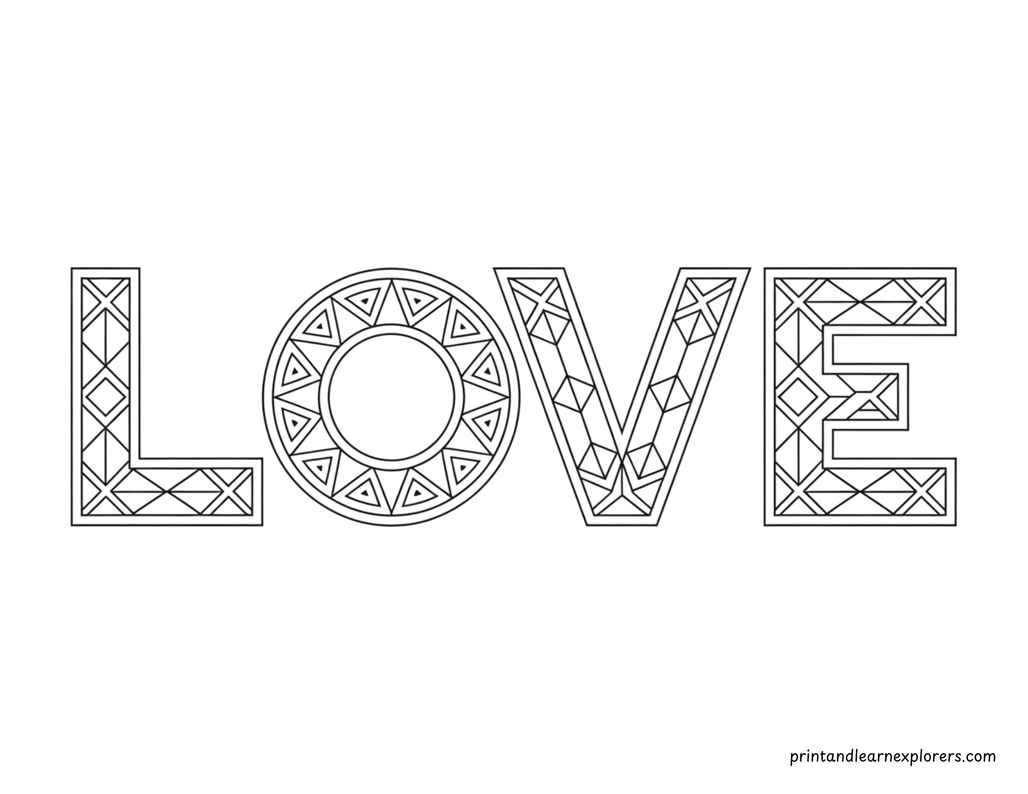 Geometric Valentine Day Coloring Love