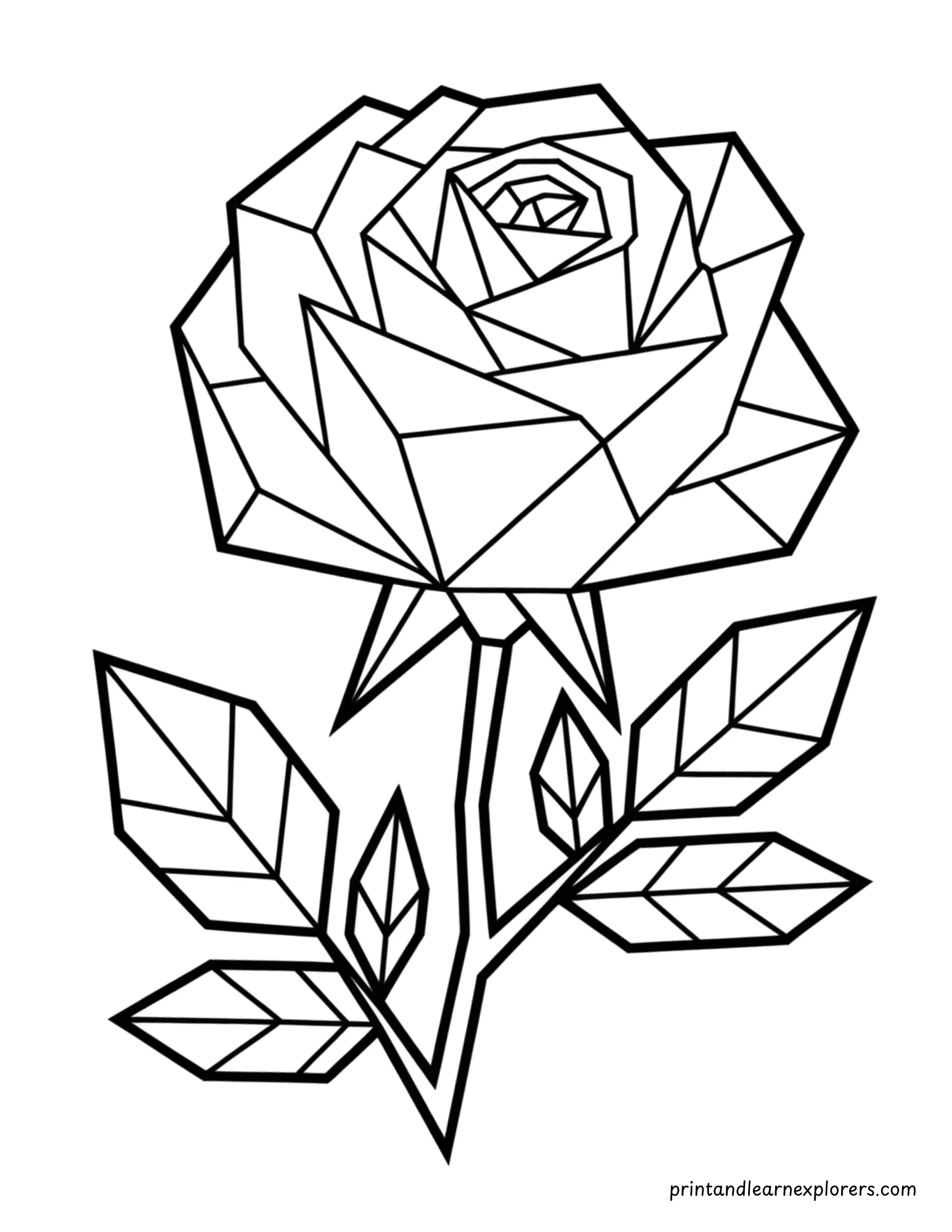 Geometric Valentine Day Coloring Rose