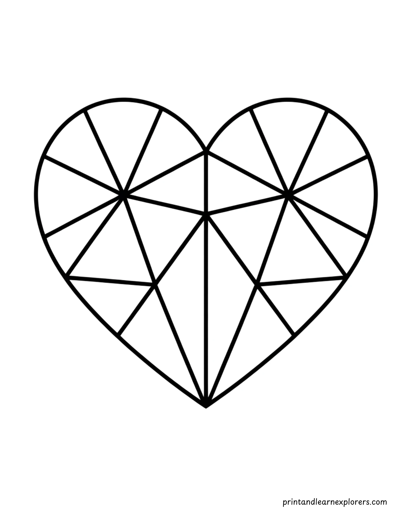 Geometric Valentine Day Coloring Simple Heart