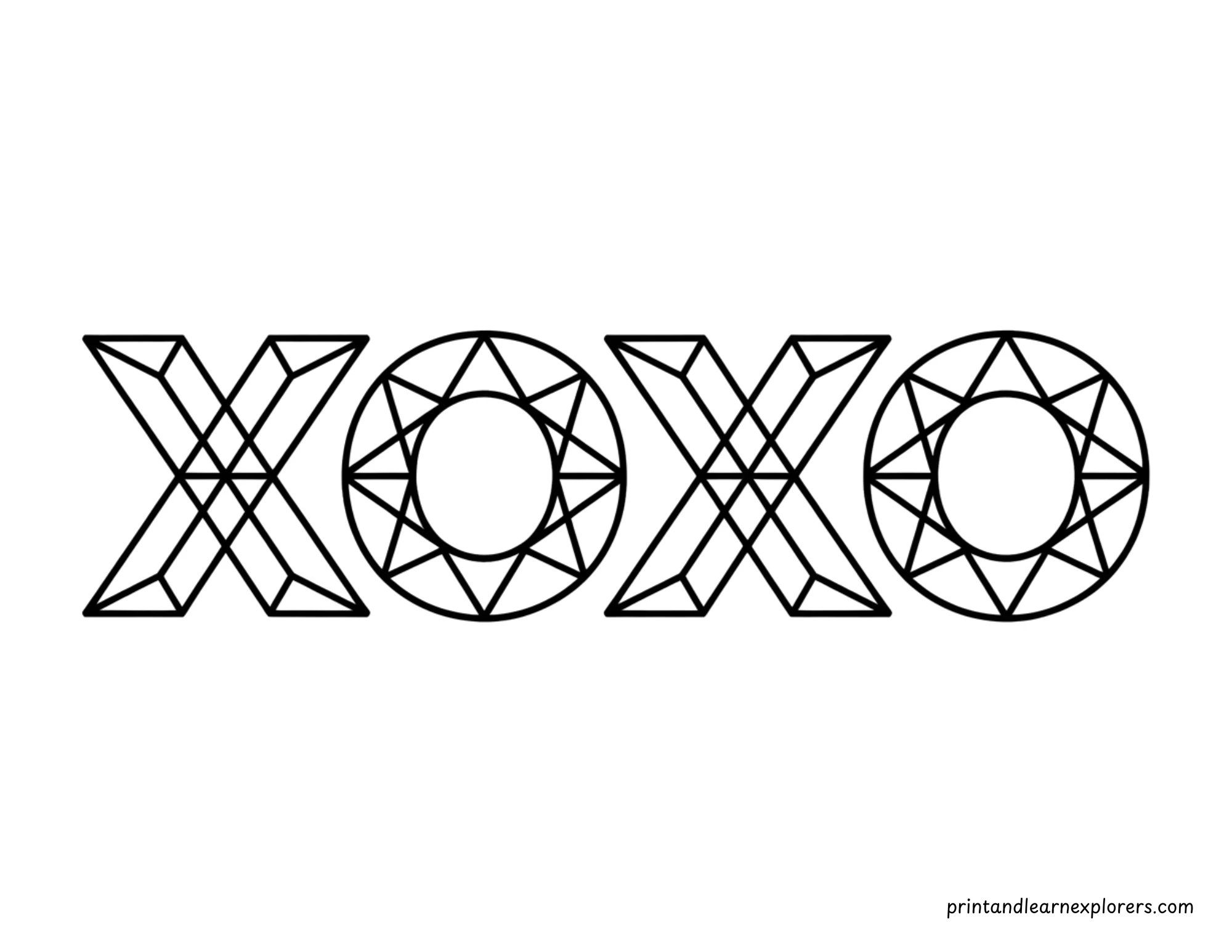Geometric Valentine Day Coloring Xoxo