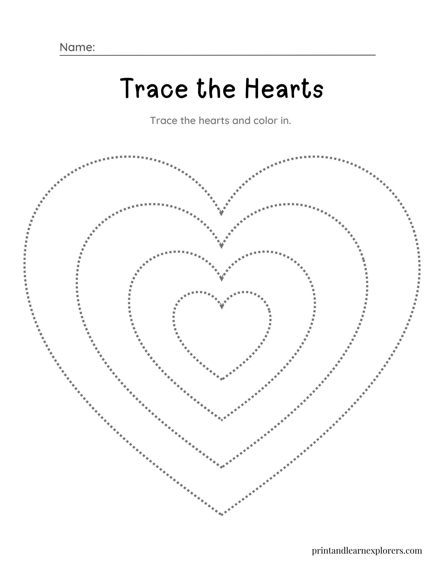 Heart Shape Coloring Pages Tracing 1
