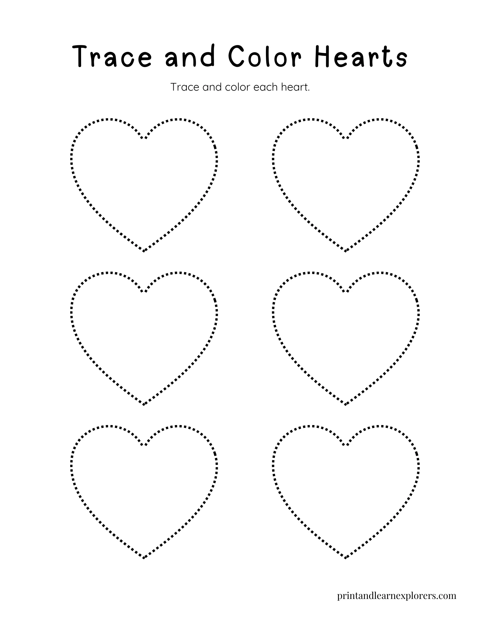 Heart Shape Coloring Pages Tracing Small