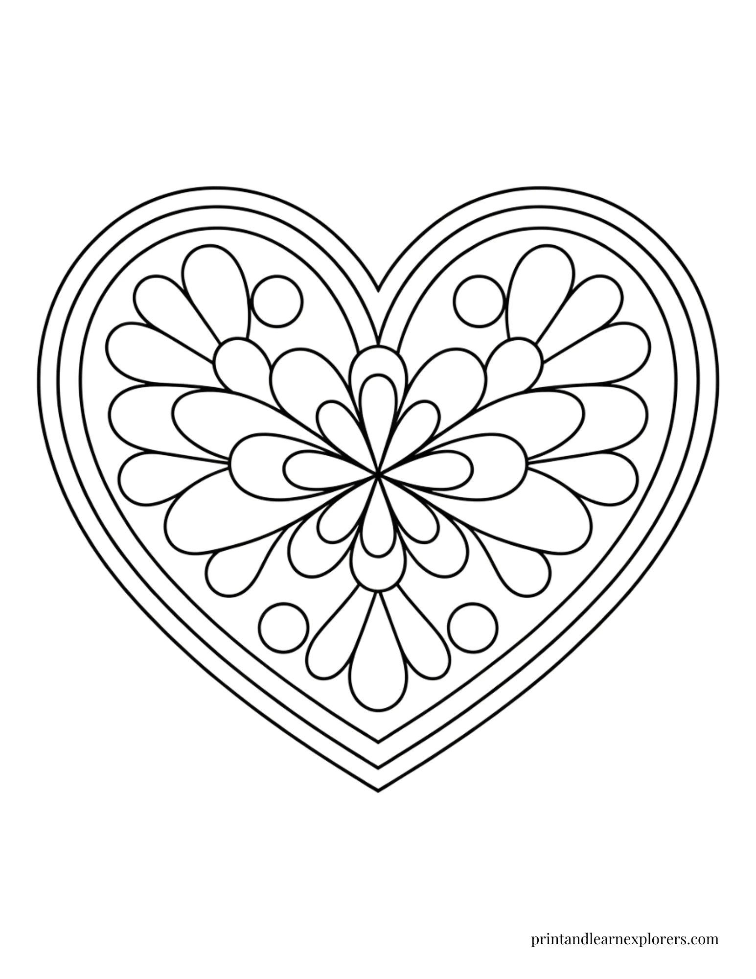 Heart Shape Coloring Pages Mandala