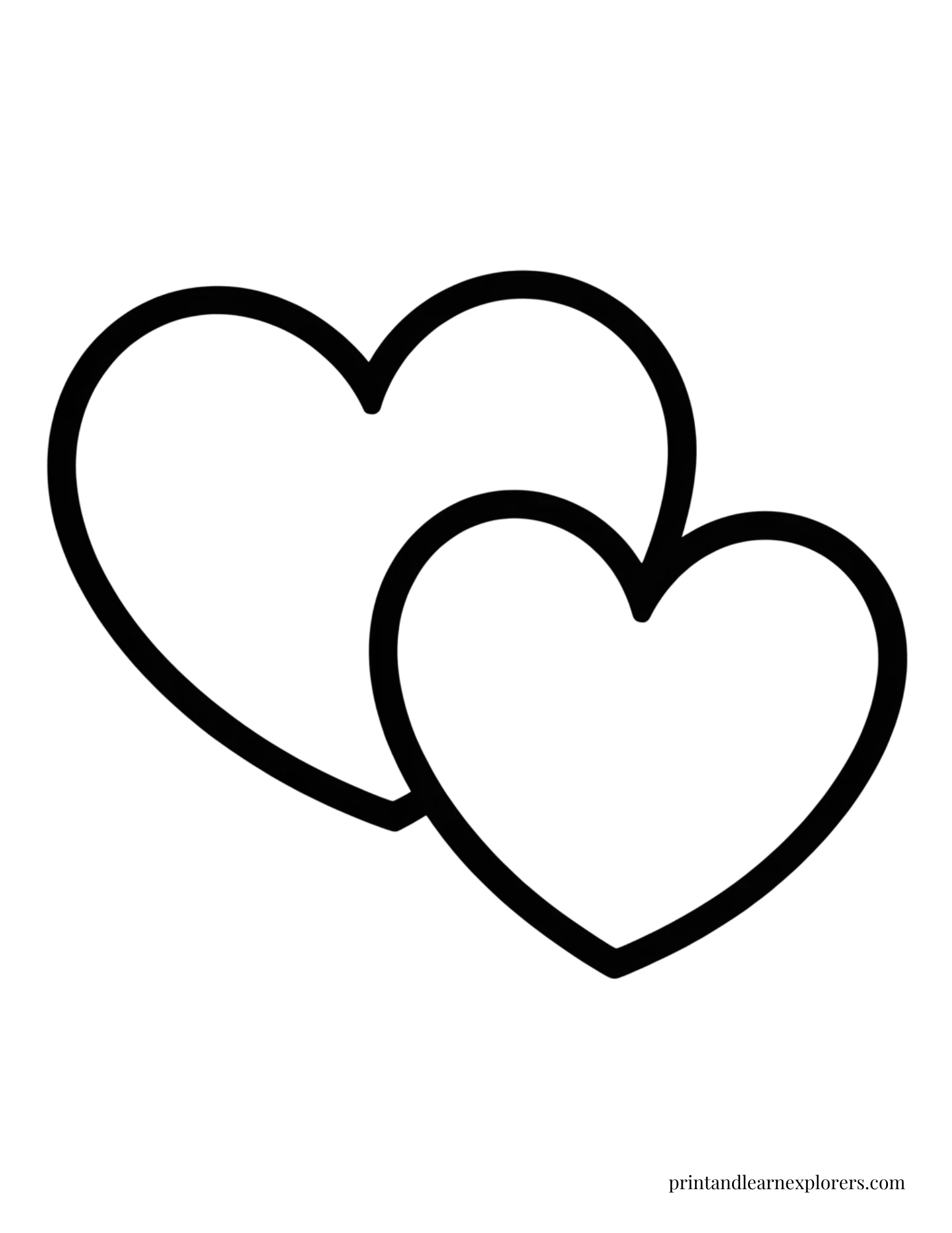 Heart Shape Coloring Pages Overlapping Hearts