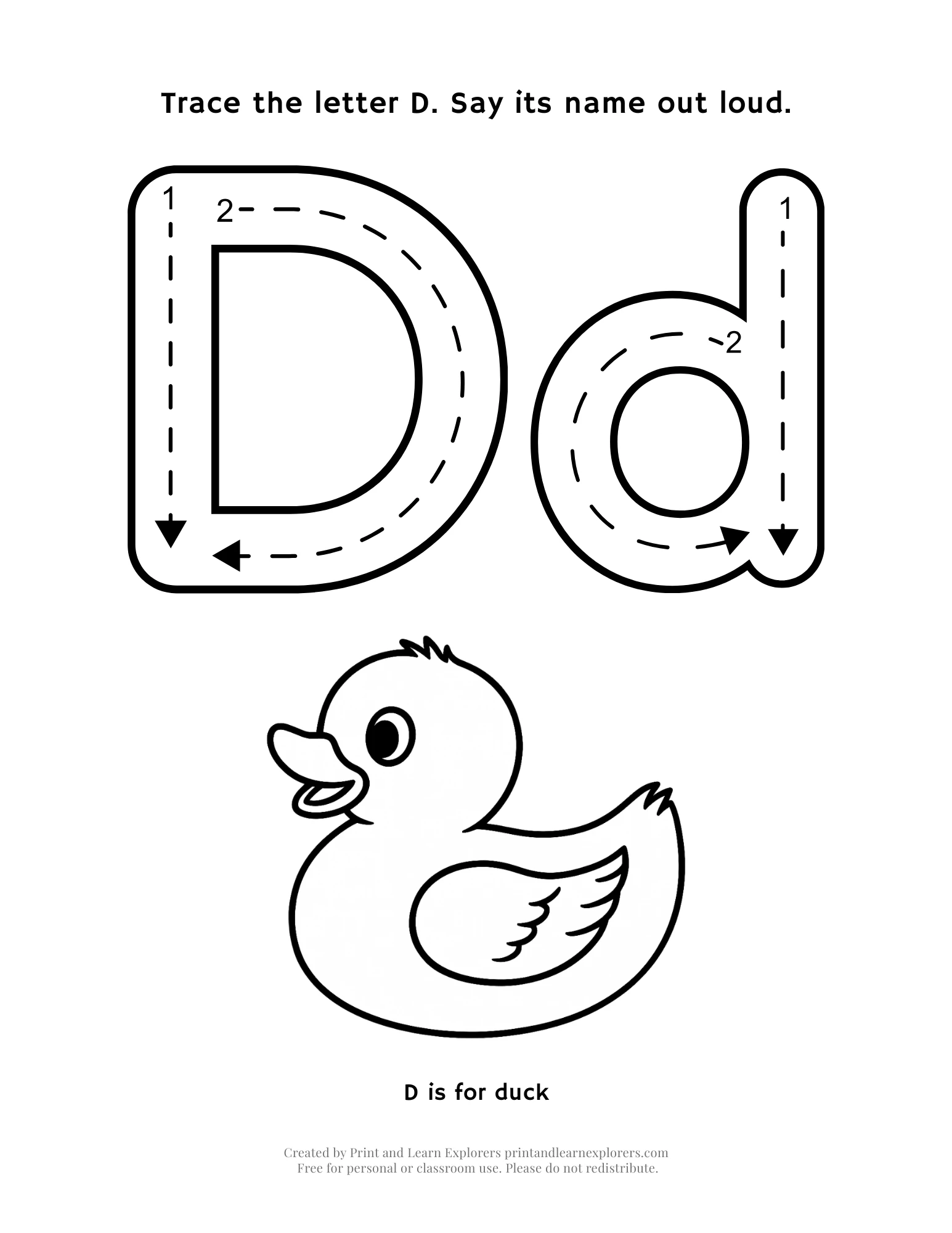 Letter D Letter And Picture Worksheet