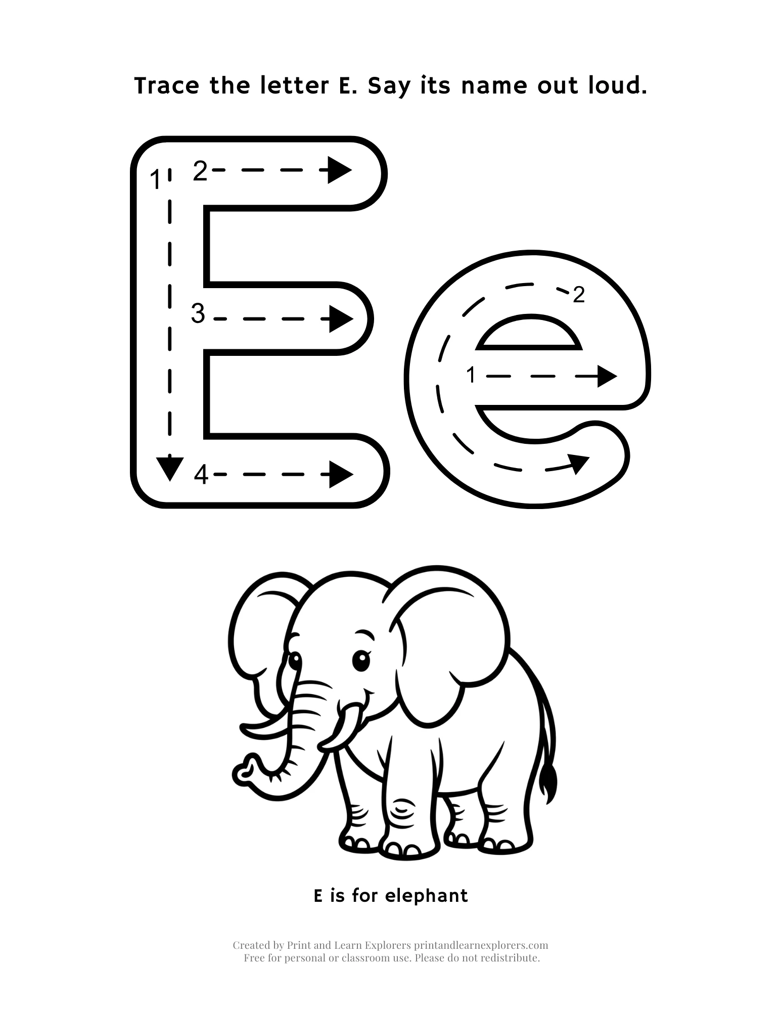 Letter E Letter And Picture Worksheet