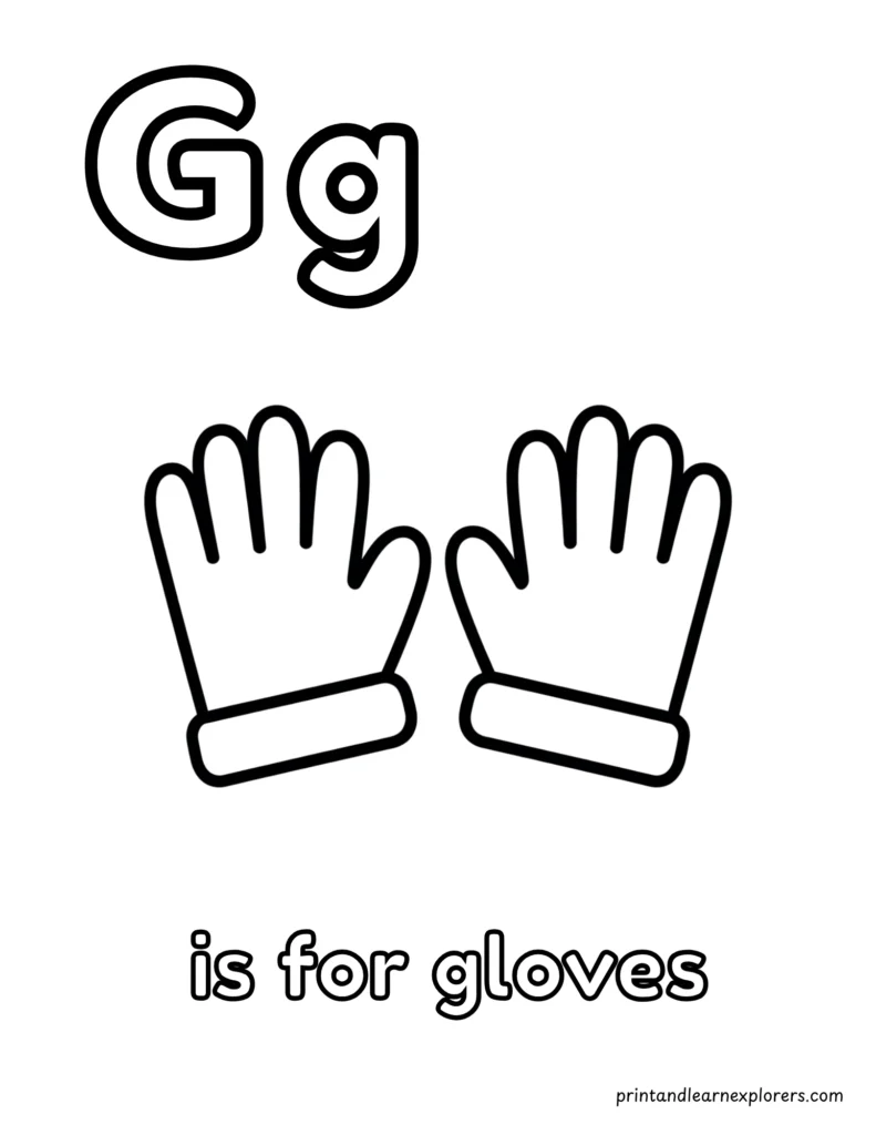 Letter G is for gloves coloring page