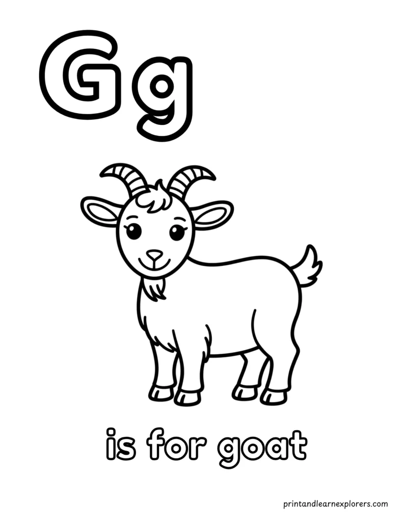 Letter G is for goat coloring page