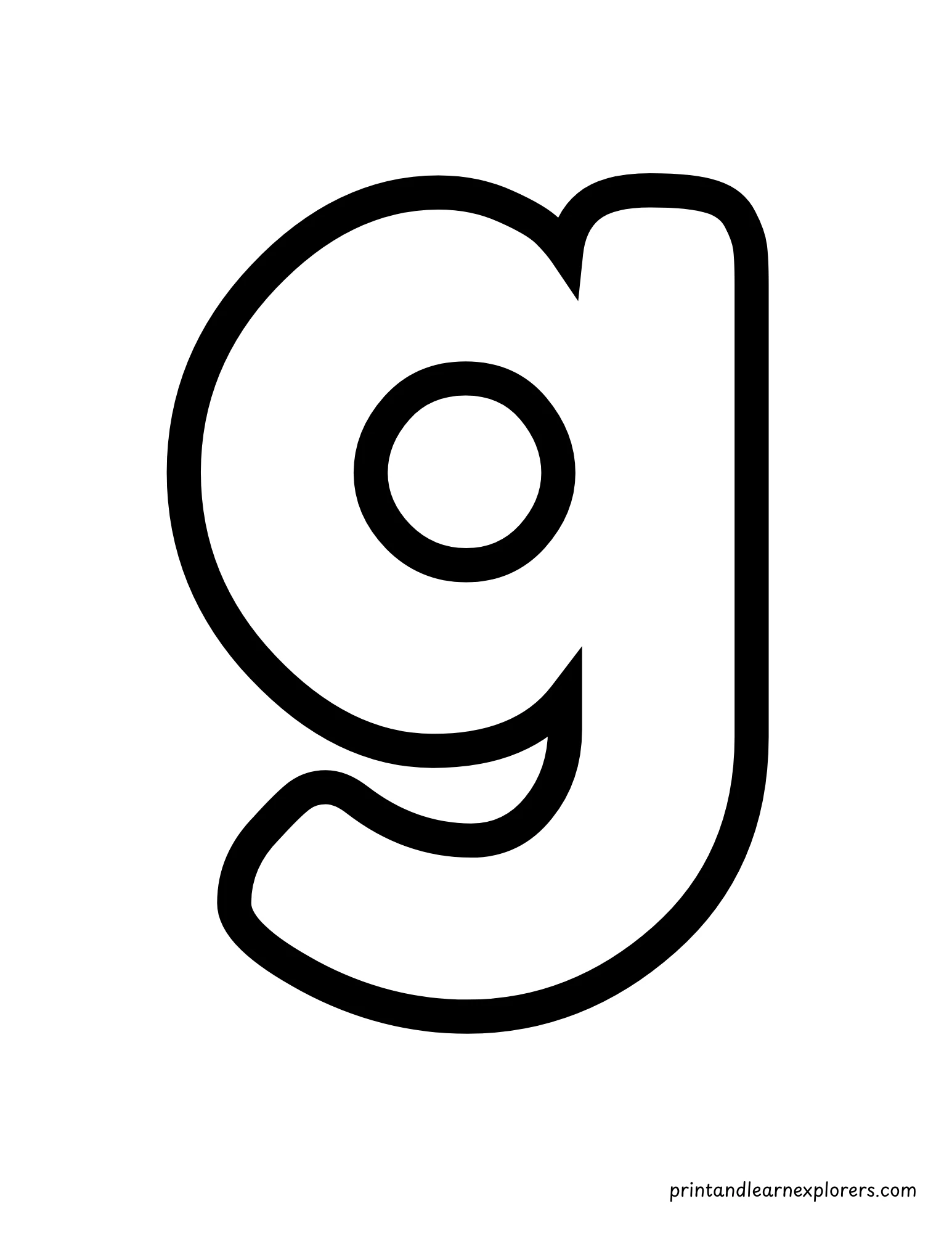 Letter G Lowercase Coloring Page