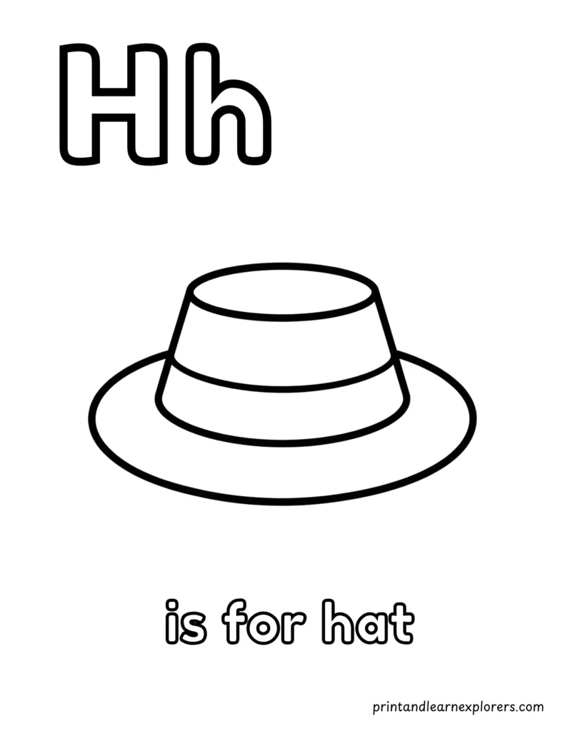 Letter H is for hat coloring page
