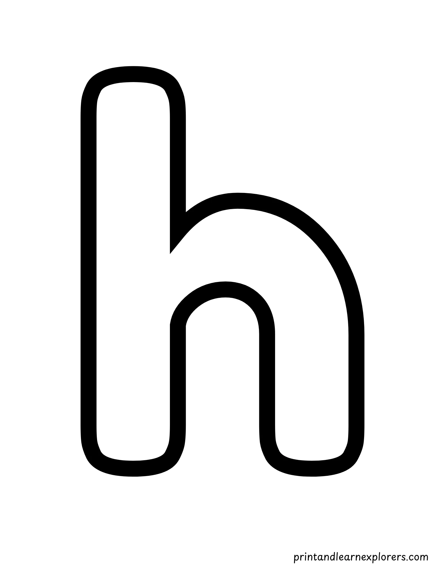 Letter H Lowercase Coloring Page