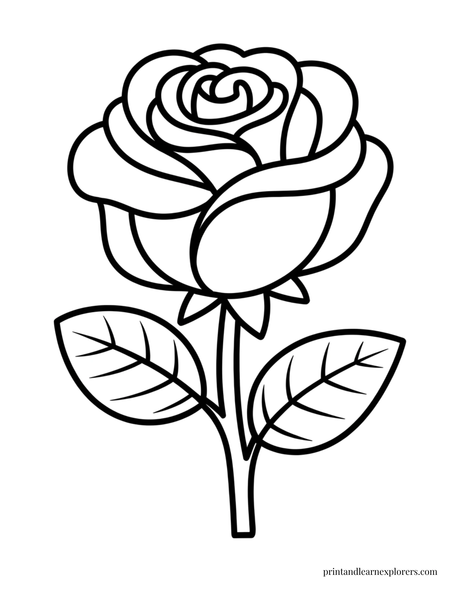 Preschool rose coloring page