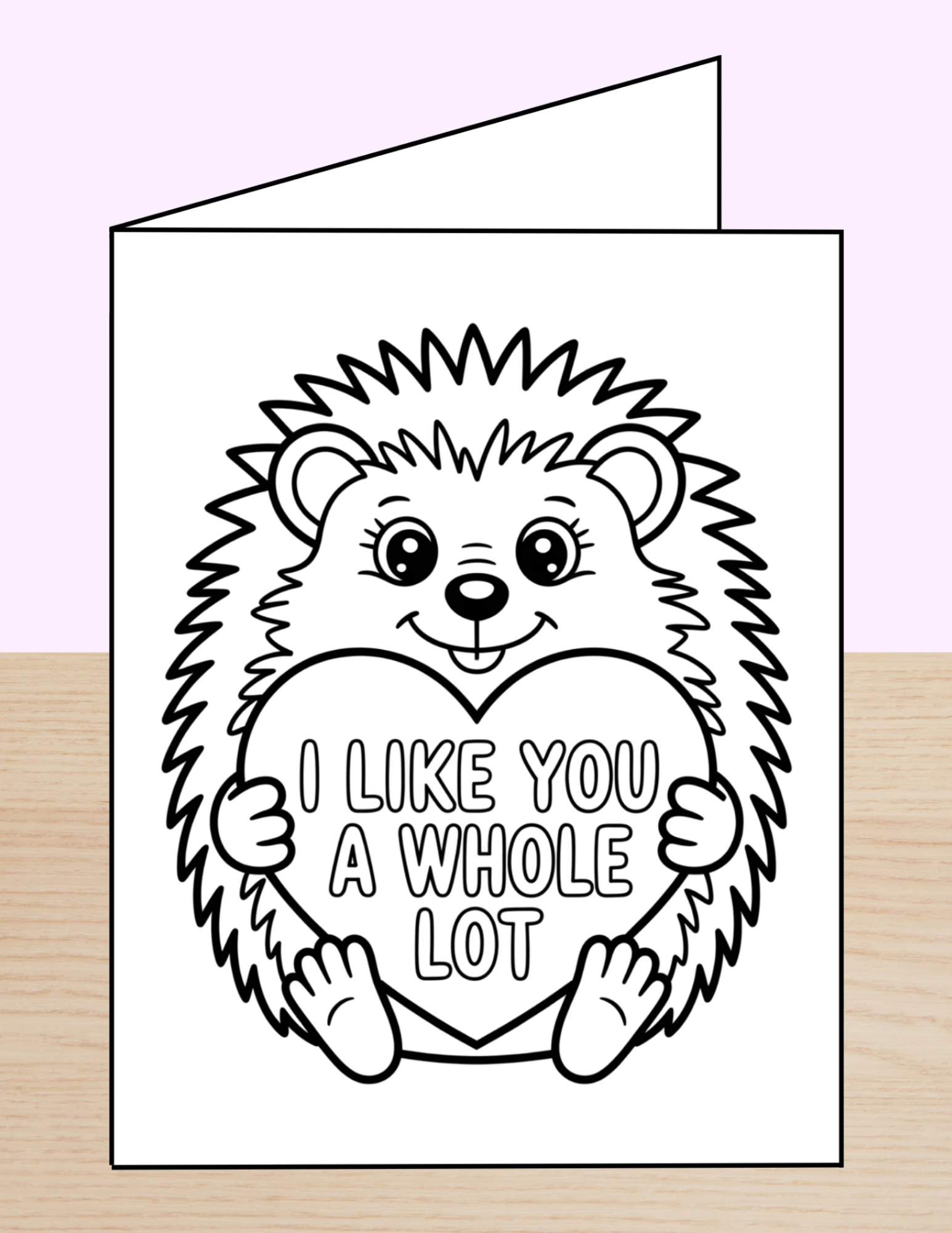 Valentine Coloring Card Hedgehog Like You