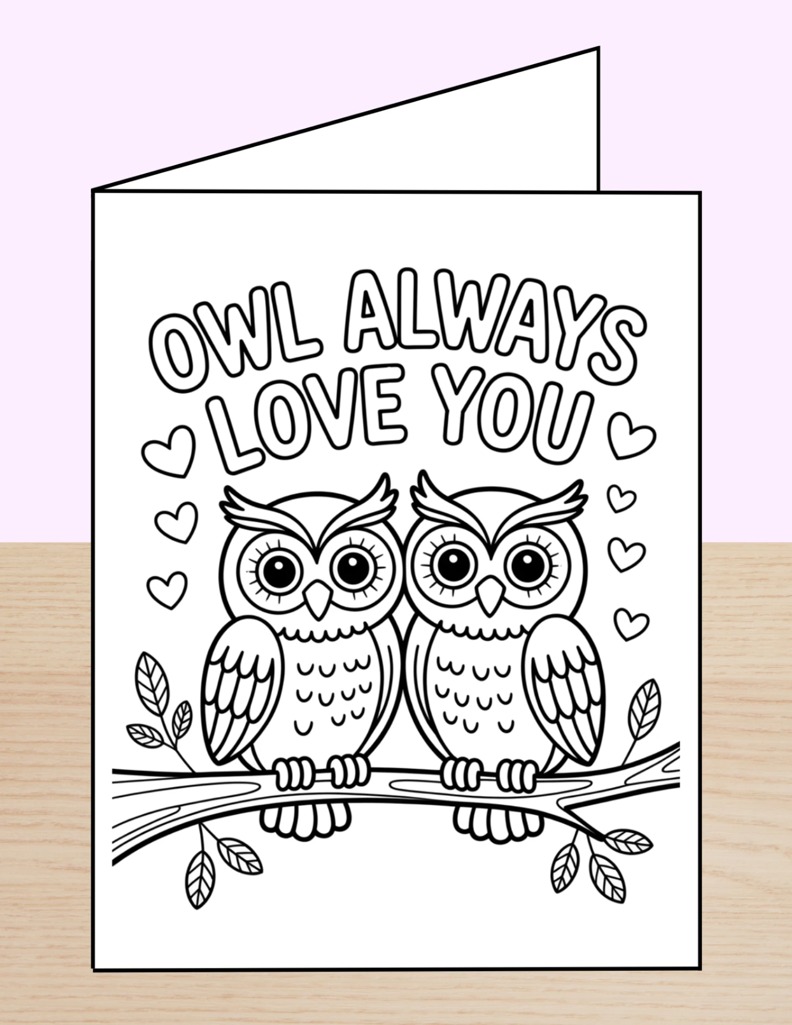 Valentine Coloring Card Owls Love You
