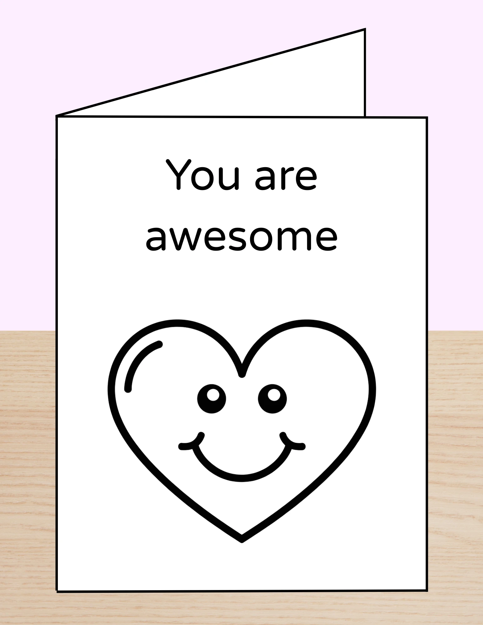 Valentine Kindness Coloring Card Awesome Heart