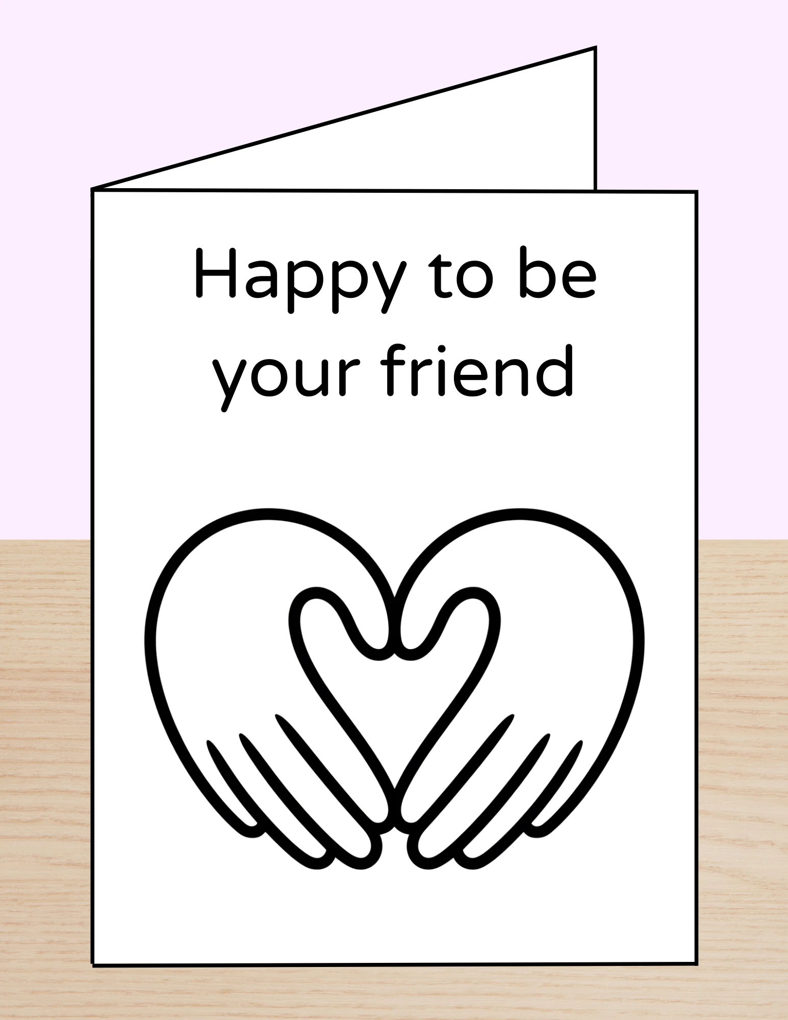 Valentine Kindness Coloring Card Friend Hands