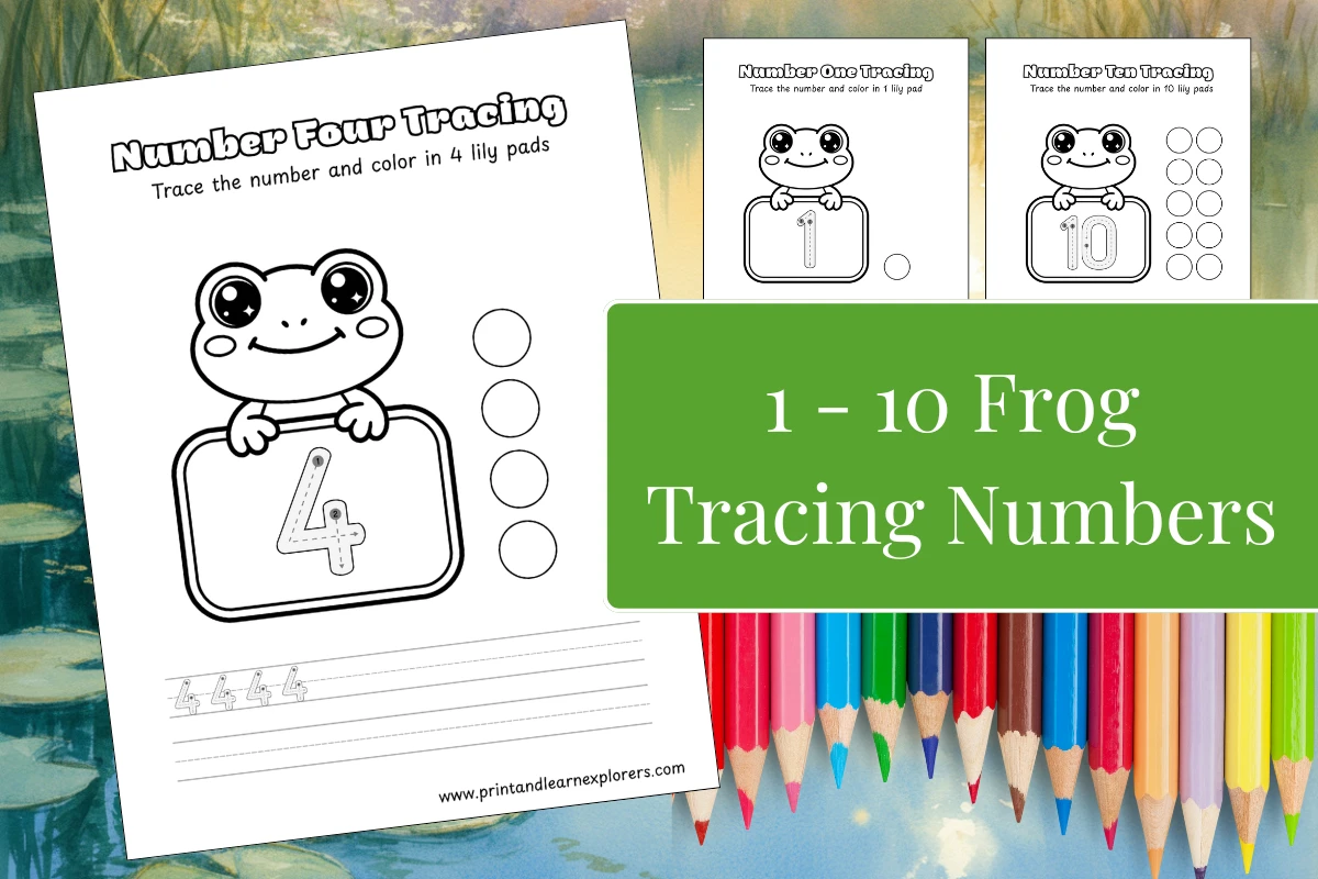 1 to 10 frog tracing numbers worksheets feature