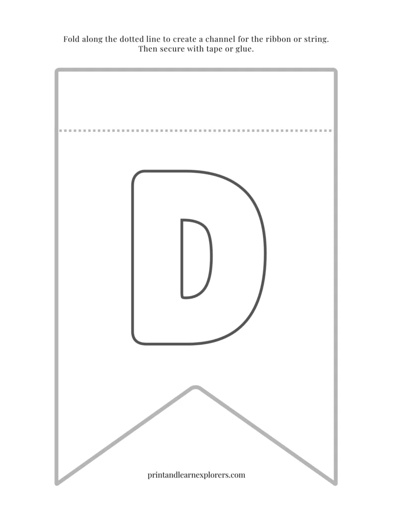 Color in bunting letter D