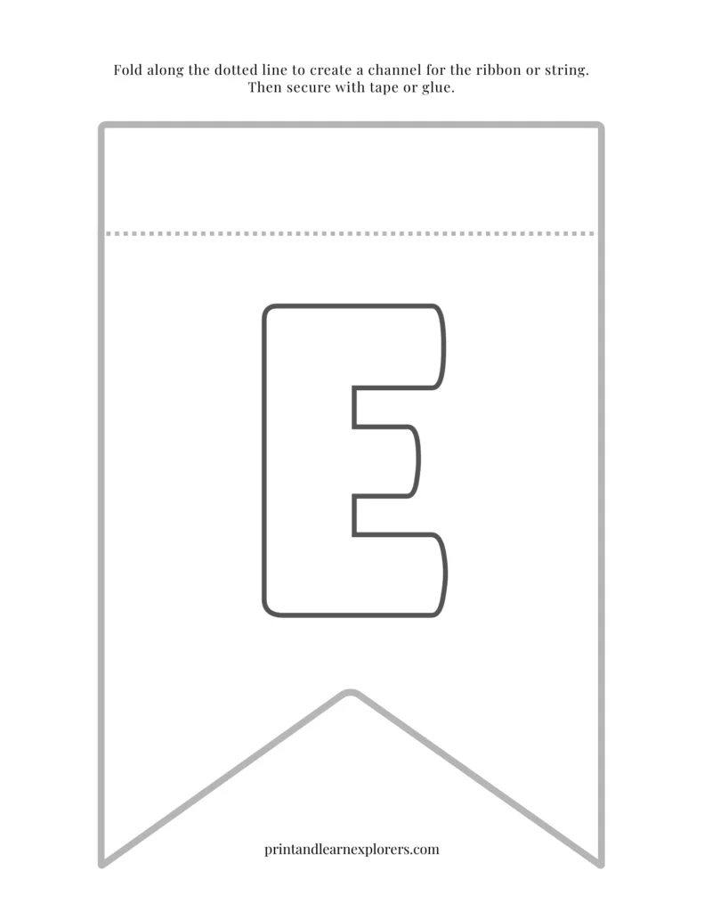 Color in bunting letter E