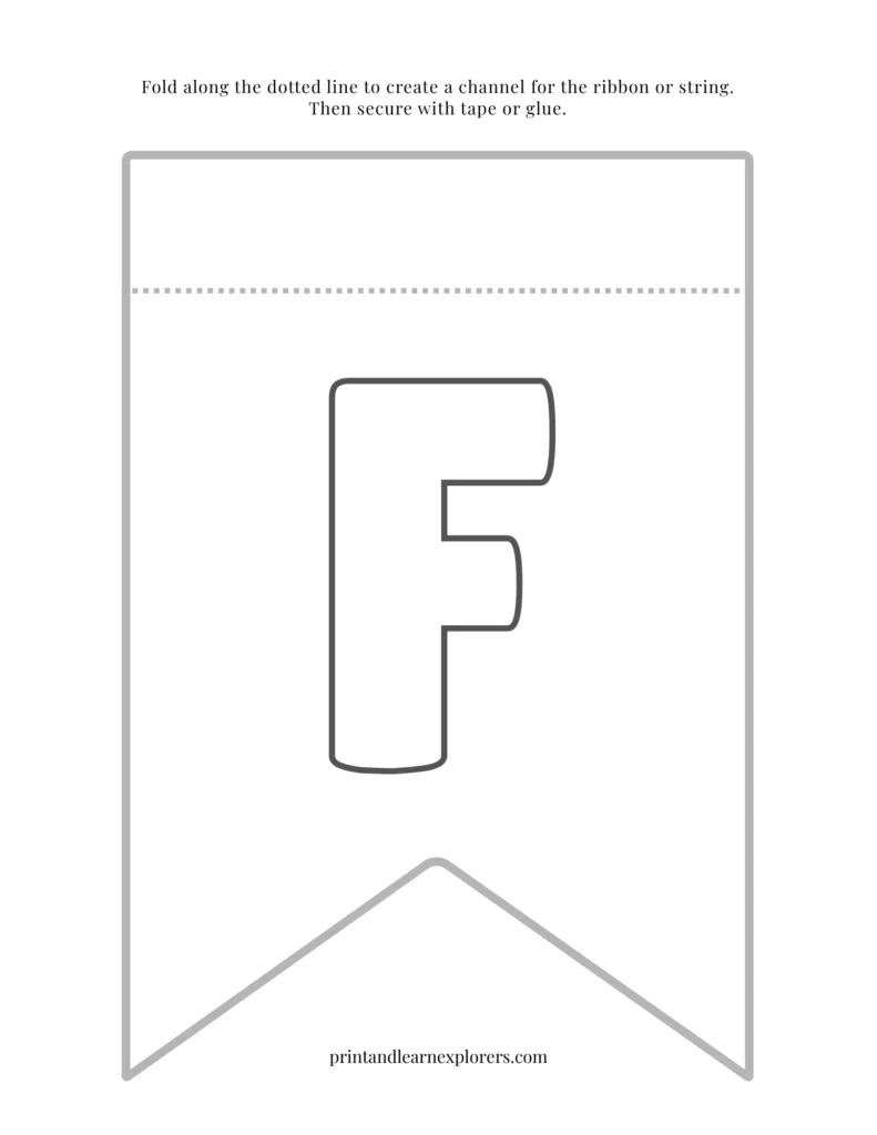 Color in bunting letter F