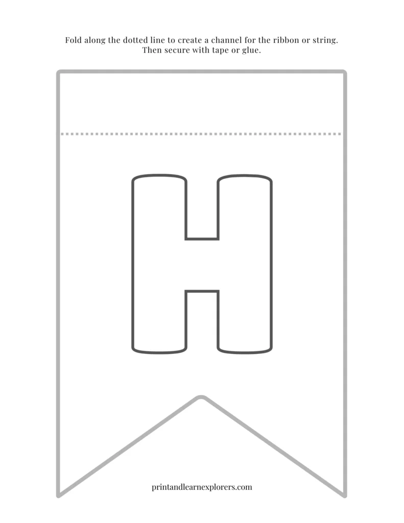 Color in bunting letter H