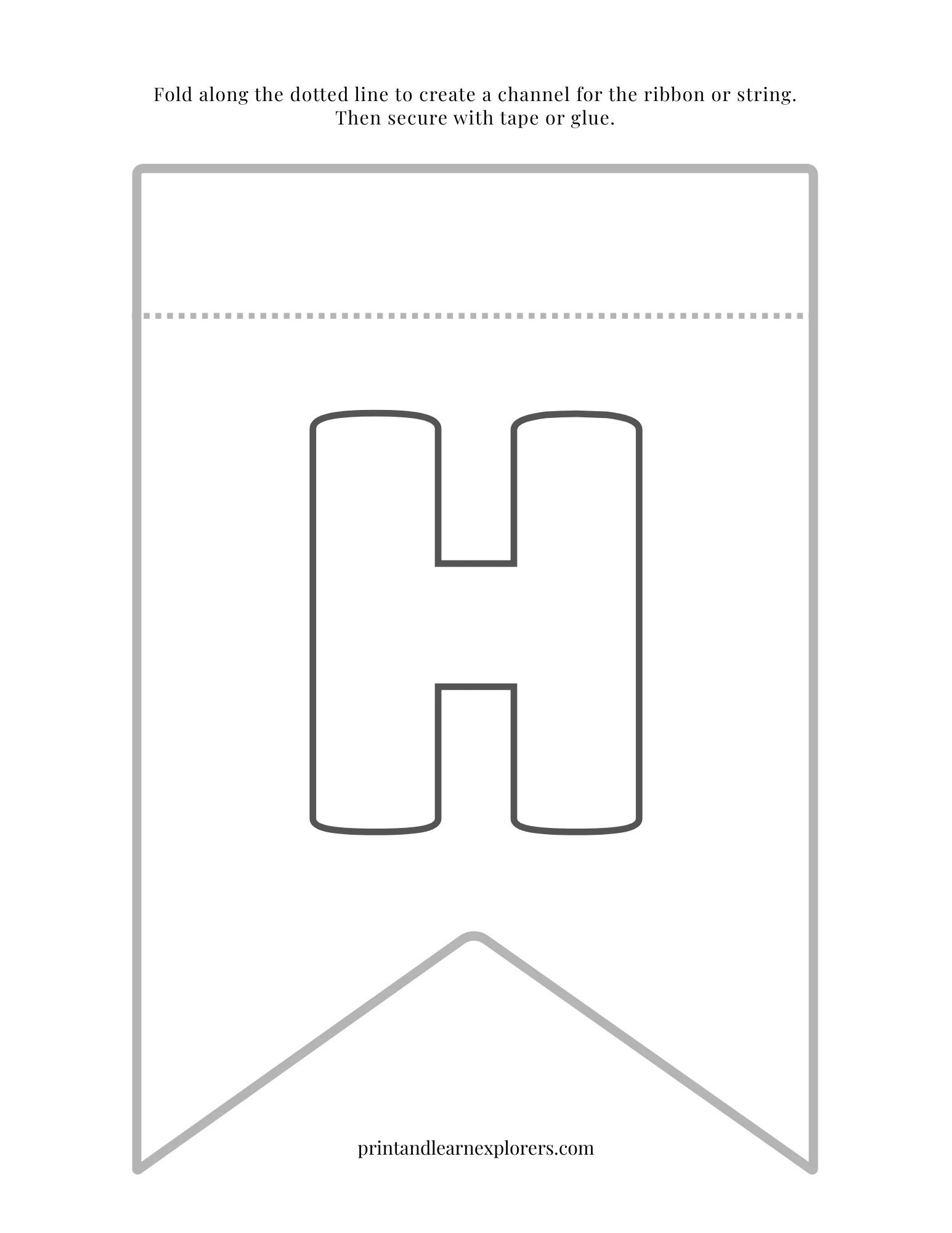 Color In Bunting Letter H