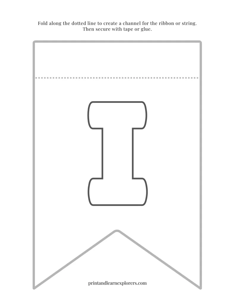 Color in bunting letter I