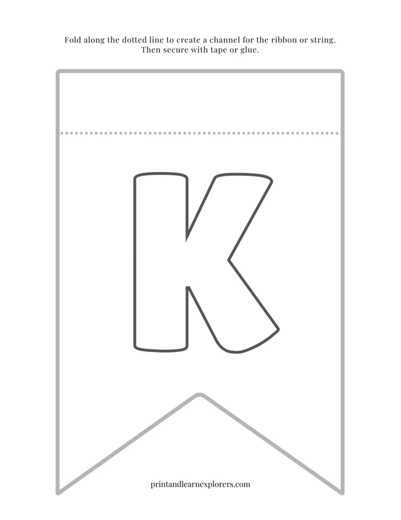 Color in bunting letter K
