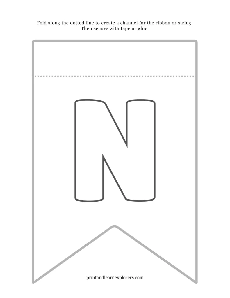 Color in bunting letter N