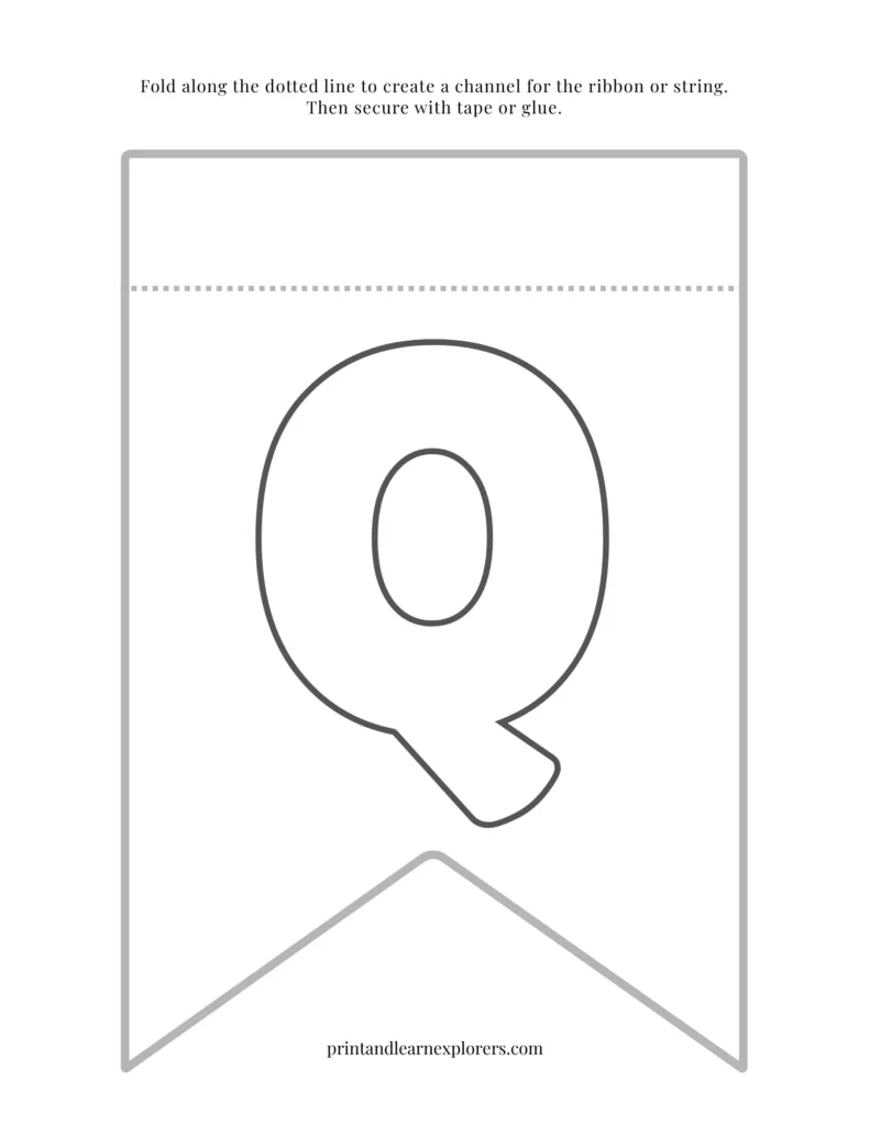 Color in bunting letter Q