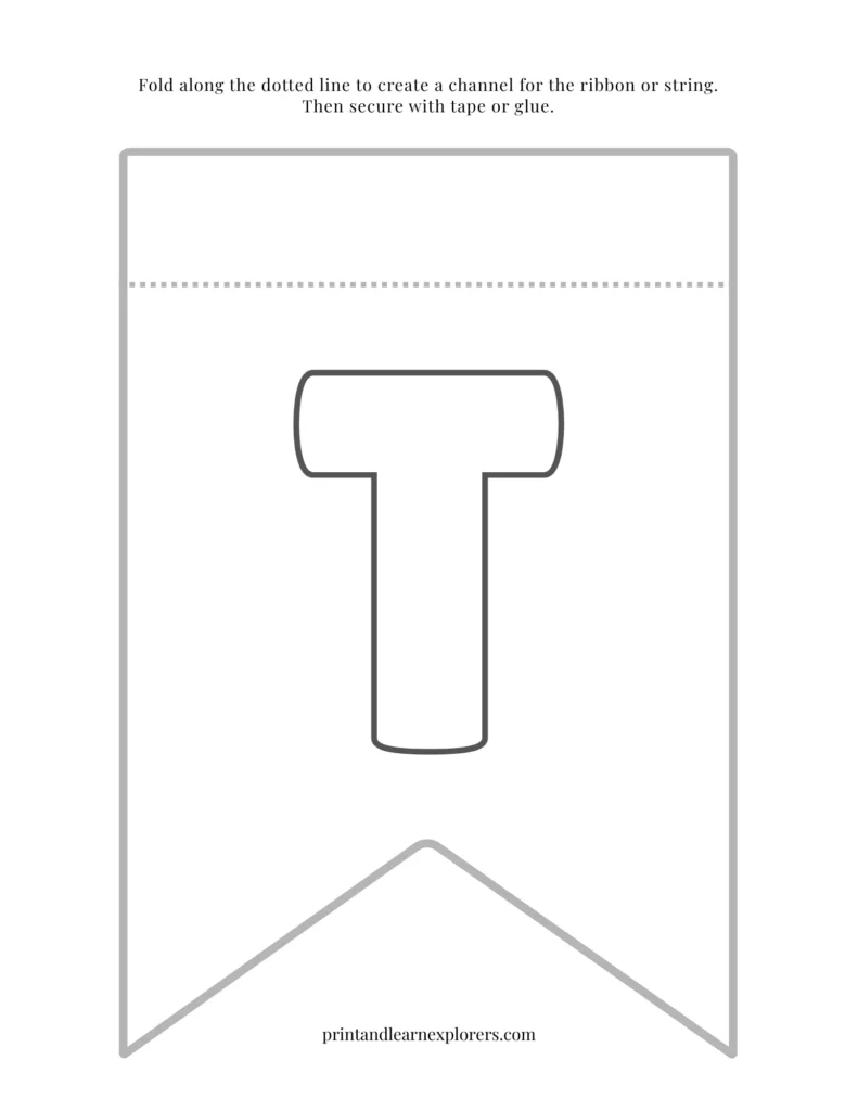 Color in bunting letter T