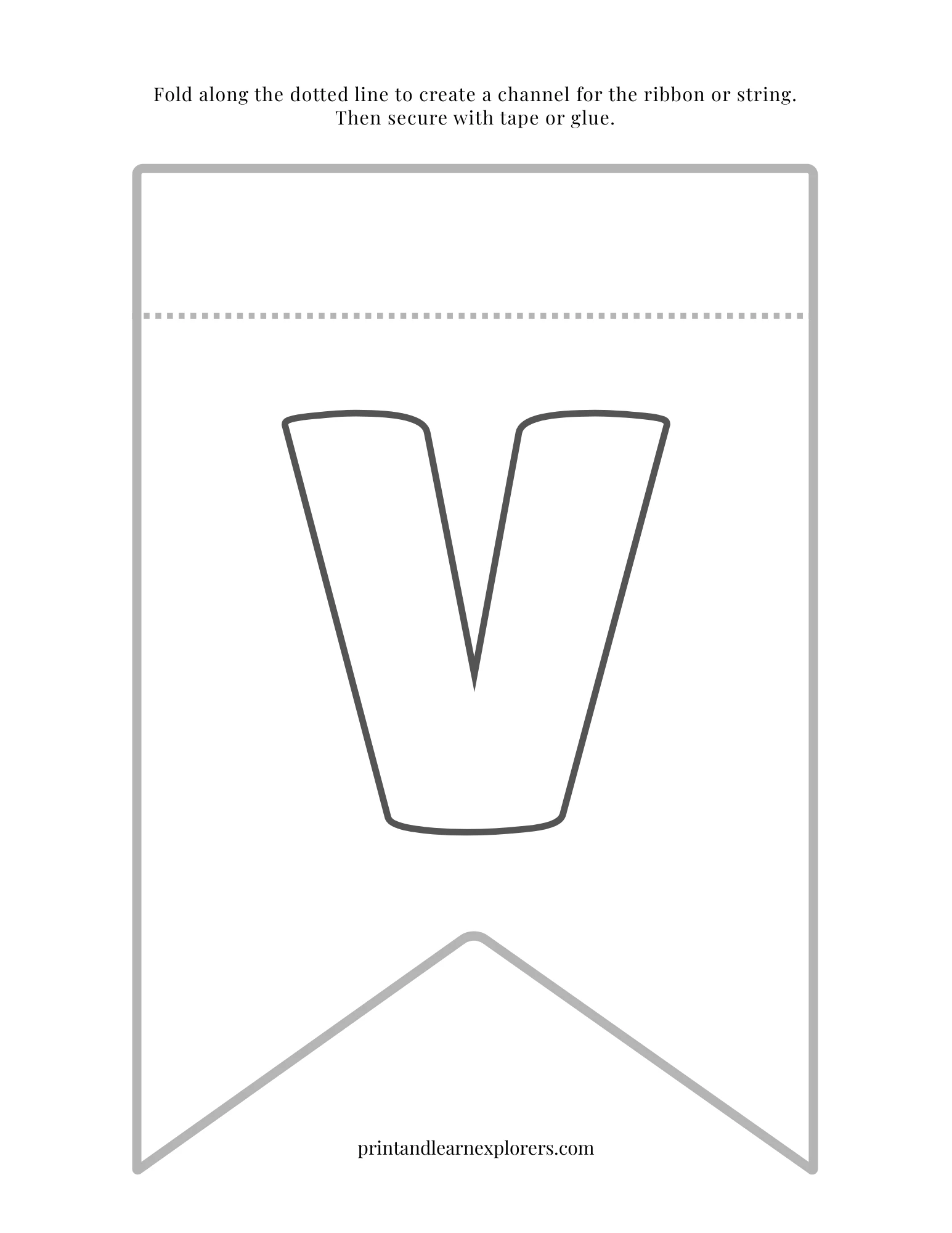Color In Bunting Letter V